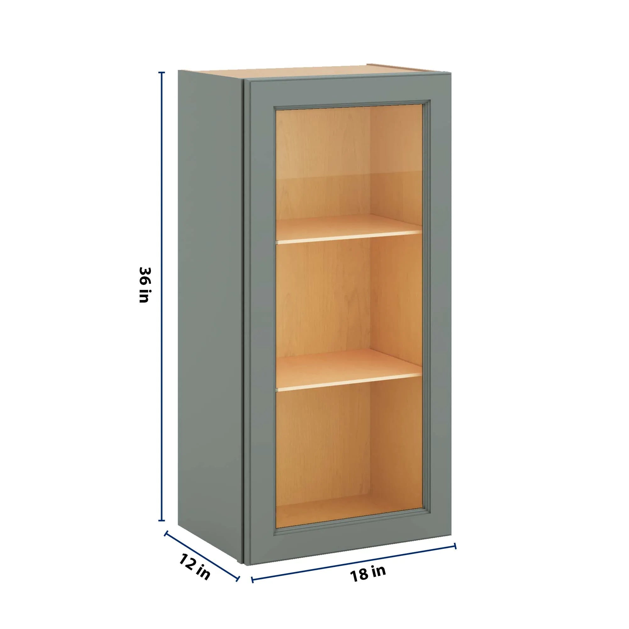 J&K Sage E3 Wall Glass Cabinet - 18" W x 36" H (No Glass Insert)