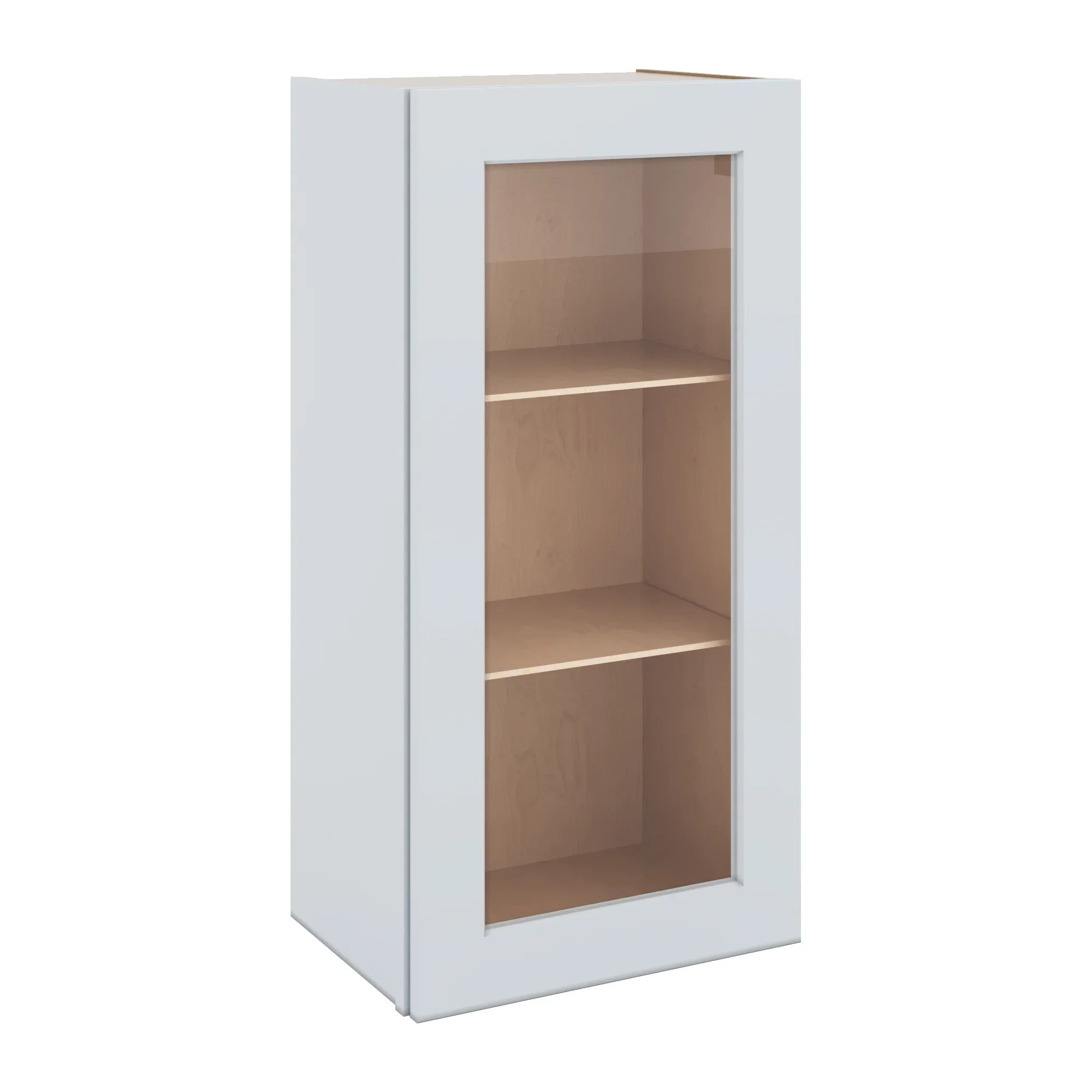 J&K White Shaker S8 Wall Glass Cabinet - 18" W x 36" H (No Glass Insert)