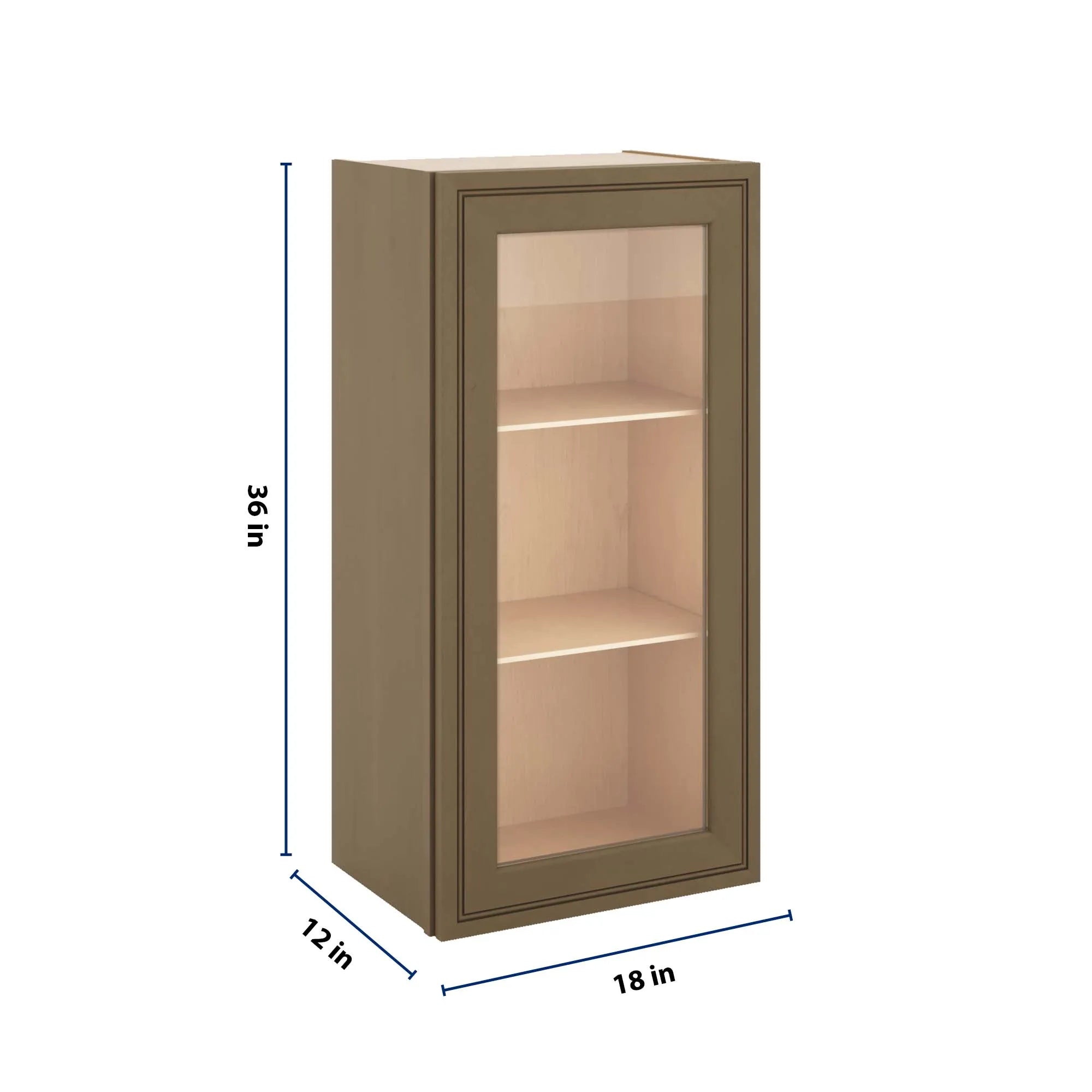 J&K Hazel H8 Wall Glass Cabinet - 18" W x 36" H (No Glass Insert)