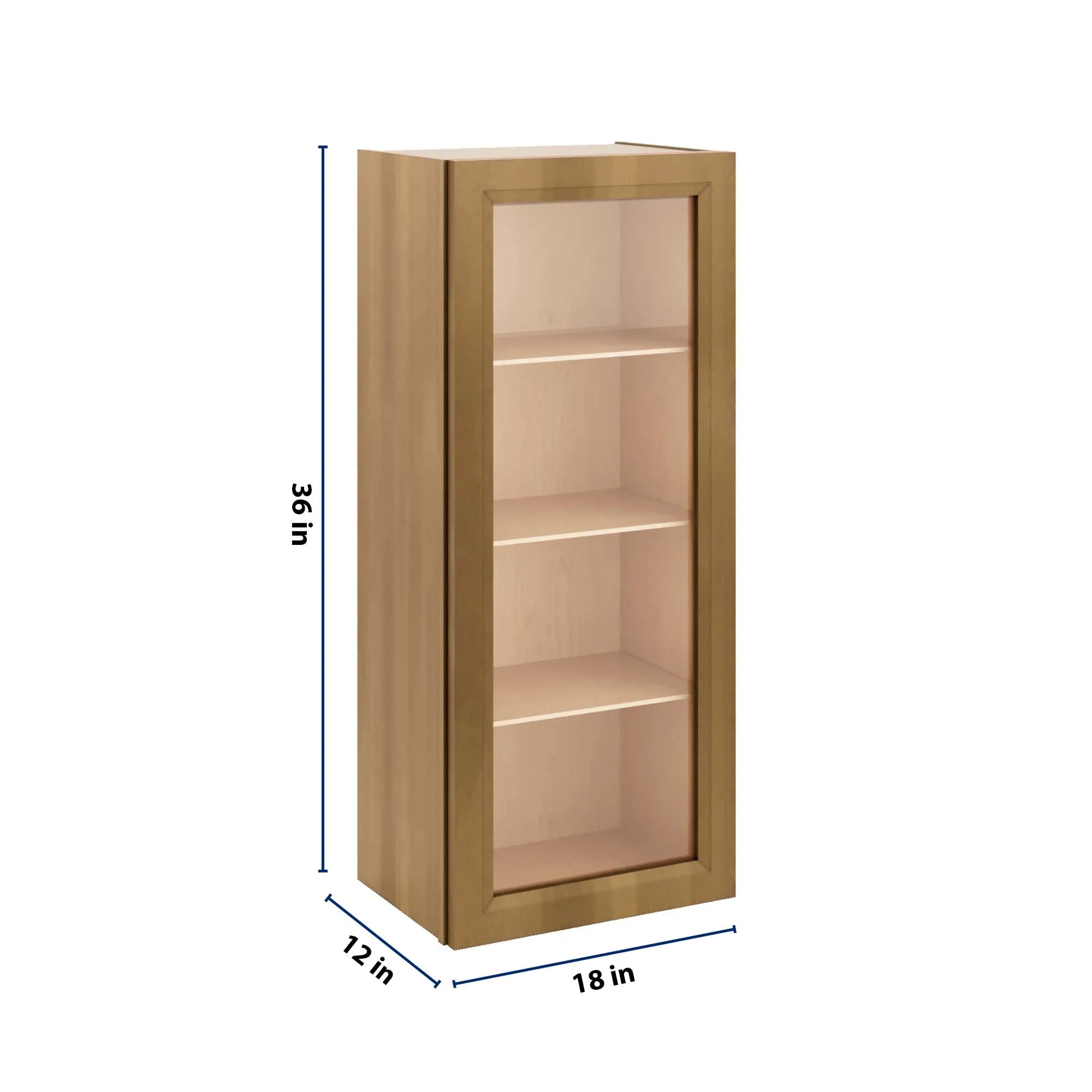 J&K Butterscotch B8 Wall Glass Cabinet - 18" W x 42" H (No Glass Insert)