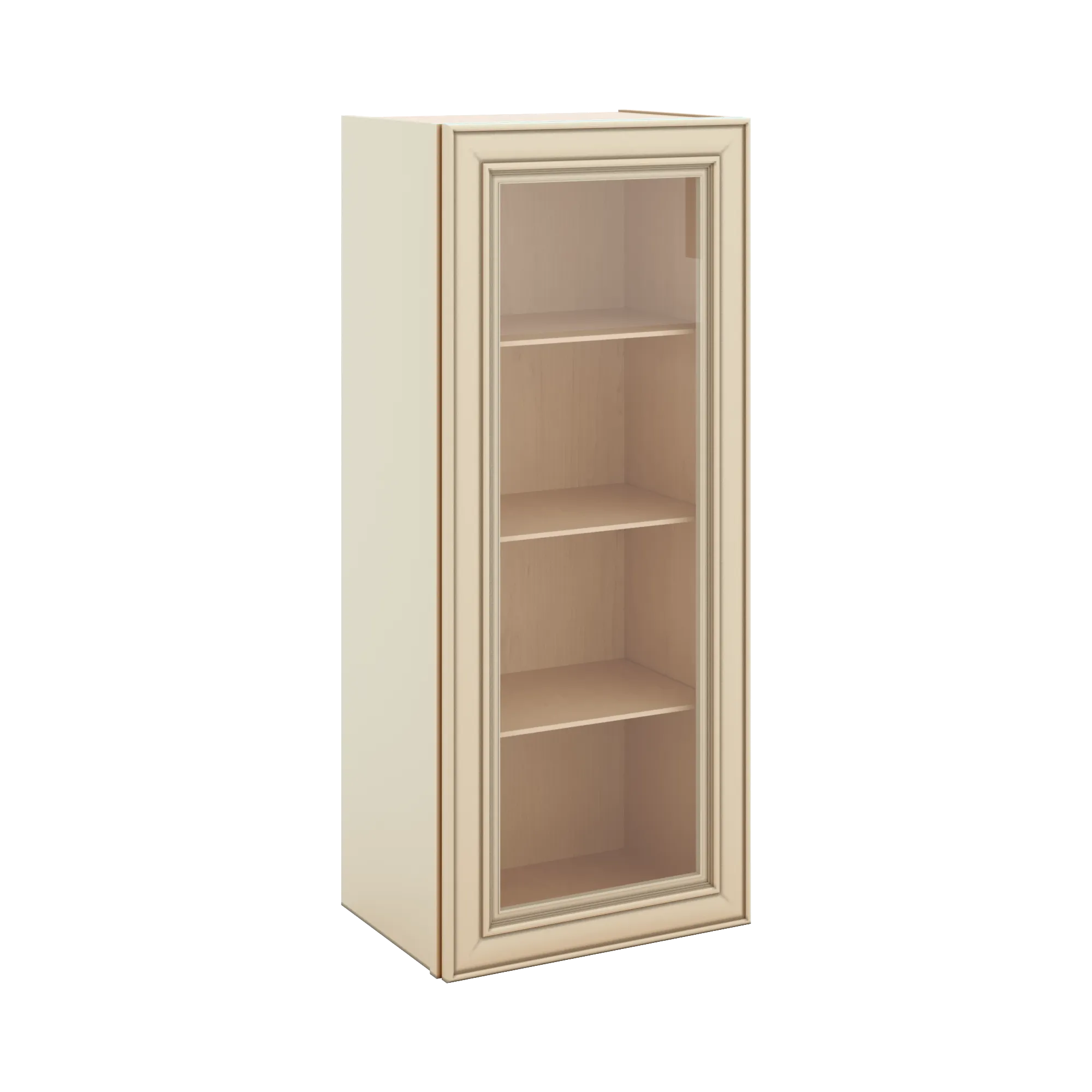 J&K Creme Glazed A7 Wall Glass Cabinet - 18" W x 42" H (No Glass Insert)