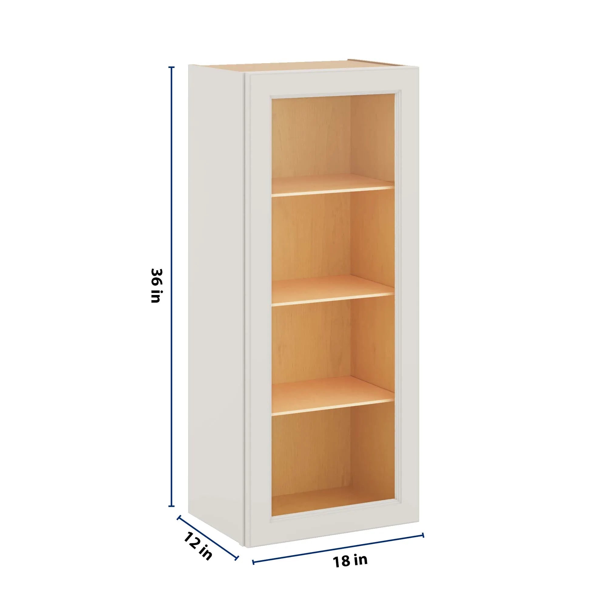 J&K Dove E1 Wall Glass Cabinet - 18" W x 42" H (No Glass Insert)