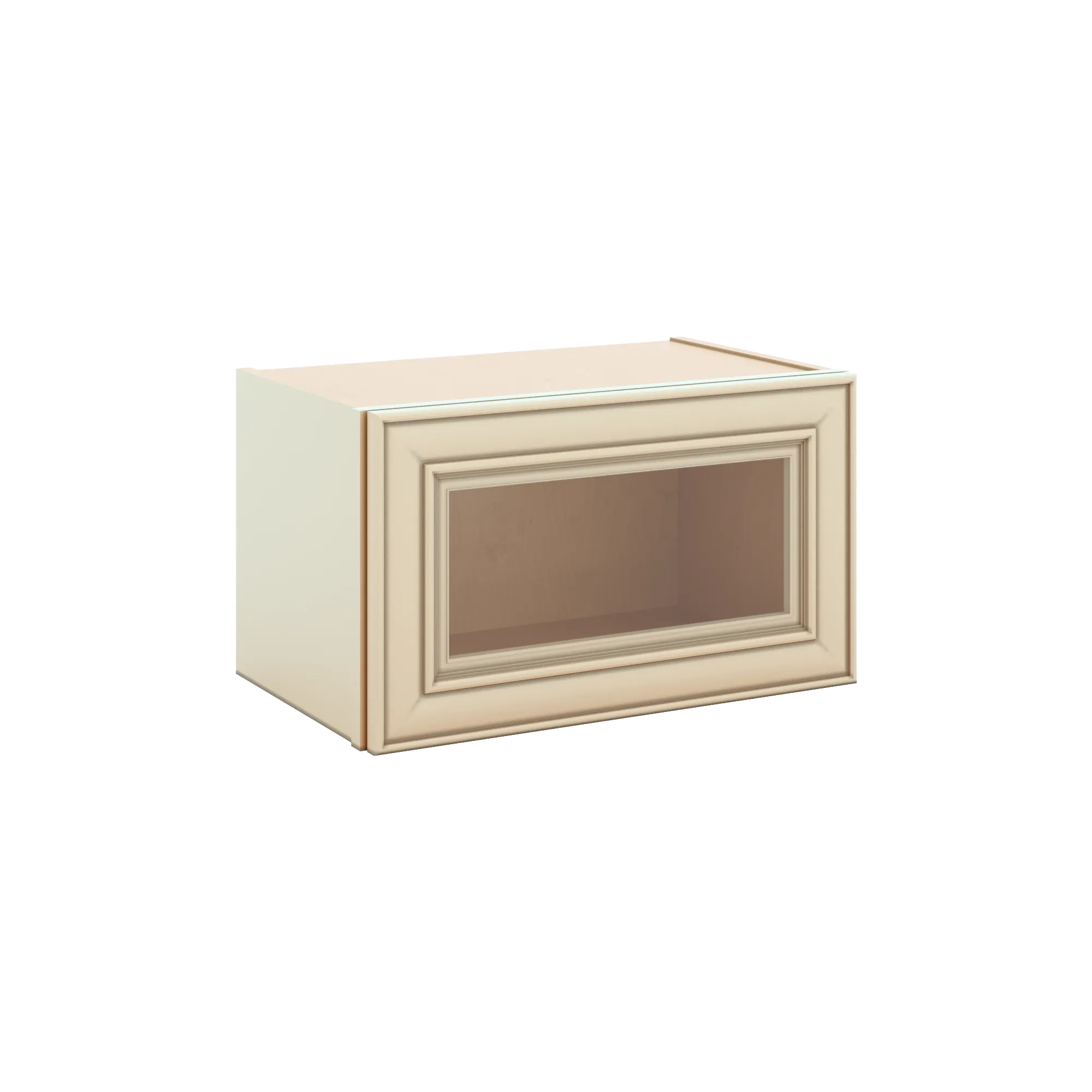 J&K Creme Glazed A7 Wall Glass Cabinet - 21" W x 12" H (No Glass Insert)