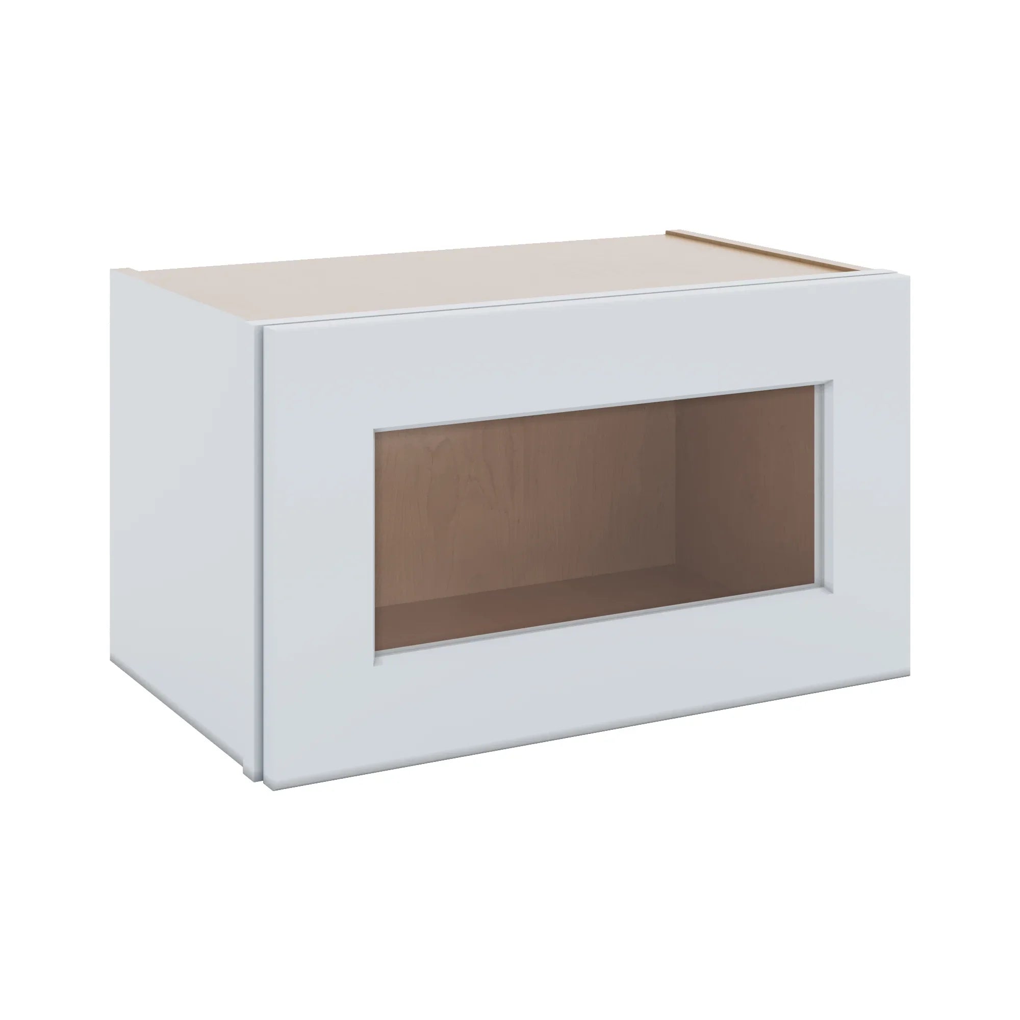 J&K White Shaker S8 Wall Glass Cabinet - 21" W x 12" H (No Glass Insert)