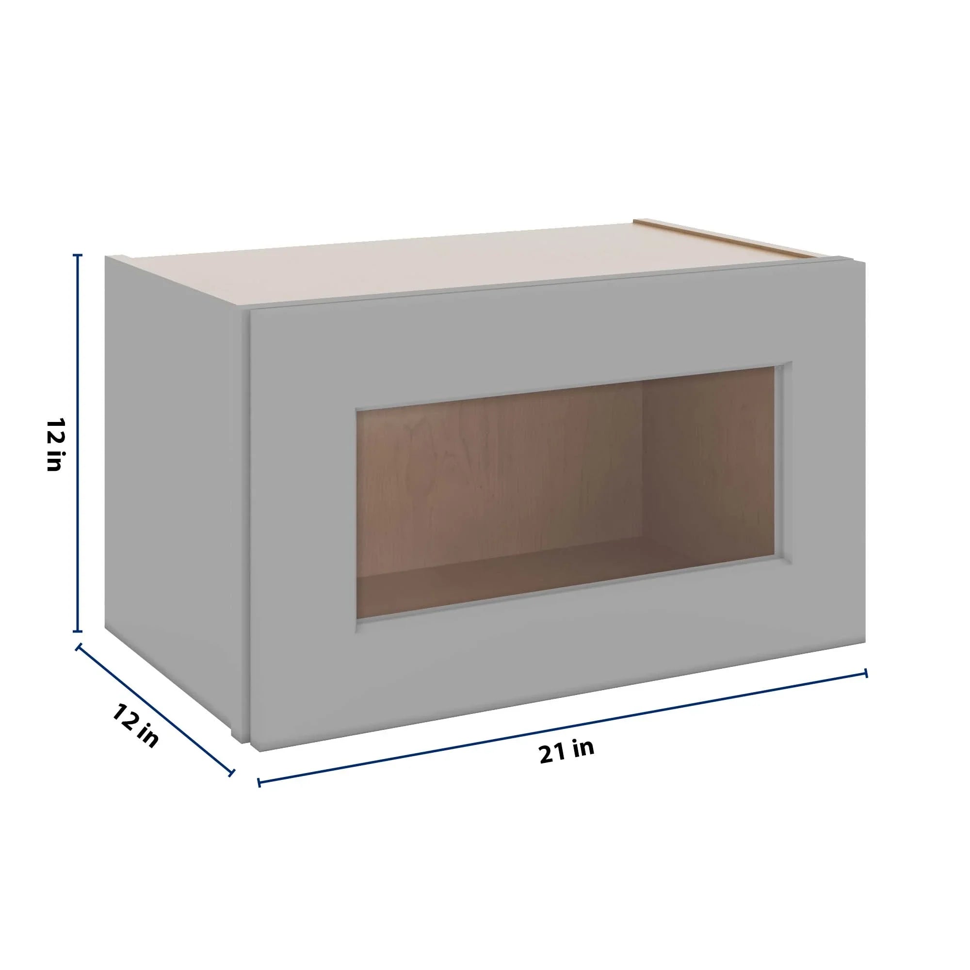 J&K Castle Grey S5 Wall Glass Cabinet - 21" W x 12" H (No Glass Insert)