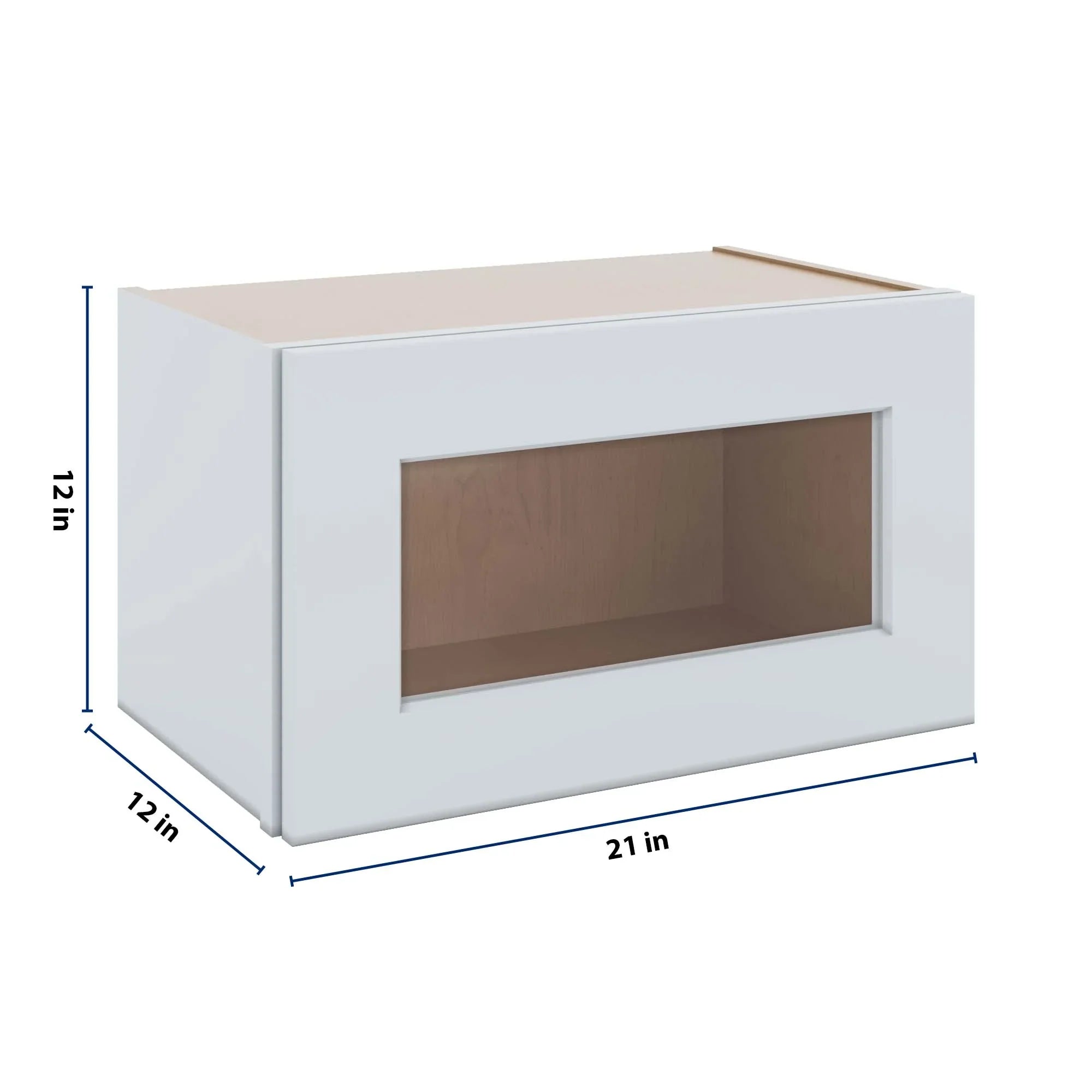 J&K White Shaker S8 Wall Glass Cabinet - 21" W x 12" H (No Glass Insert)
