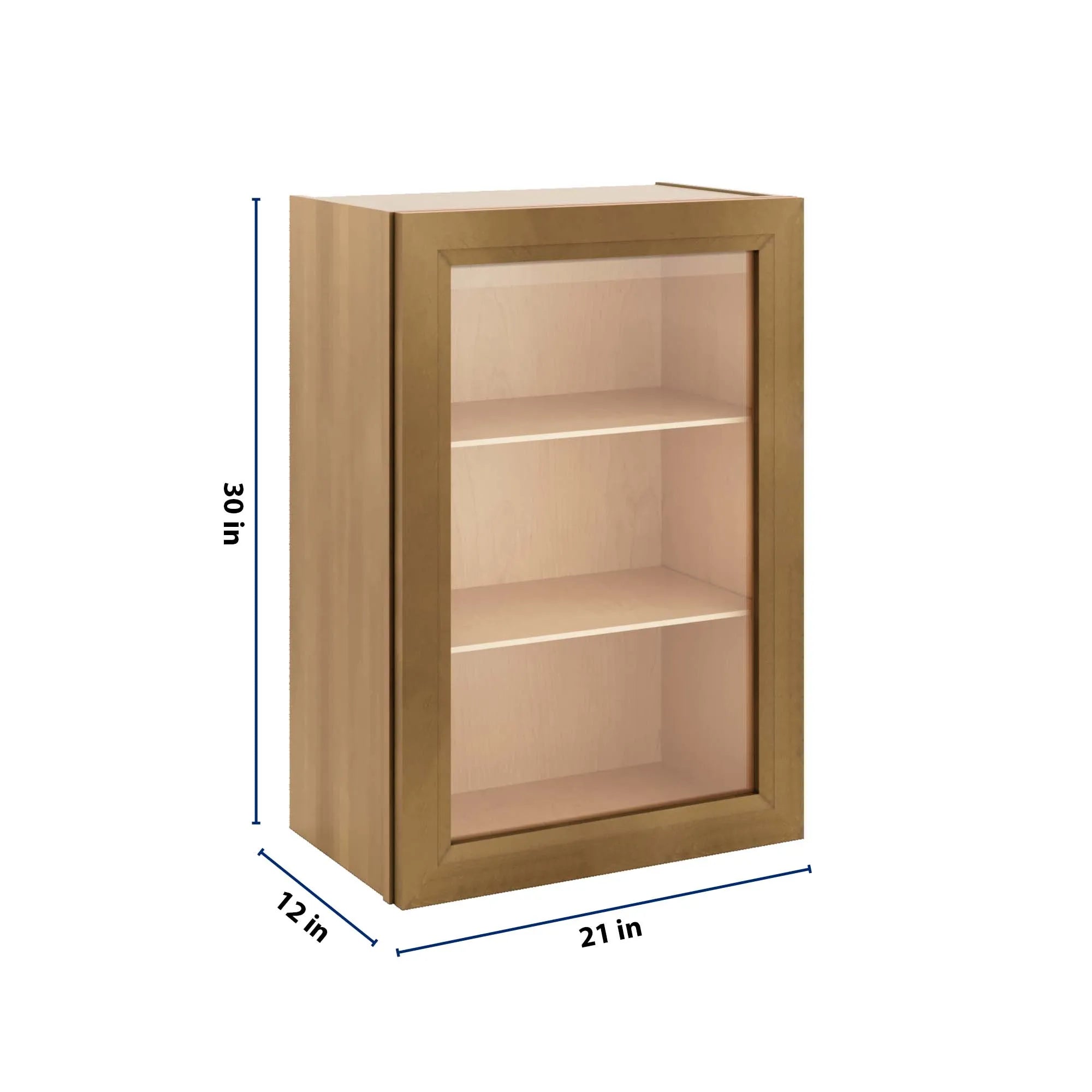 J&K Butterscotch B8 Wall Glass Cabinet - 21" W x 30" H (No Glass Insert)