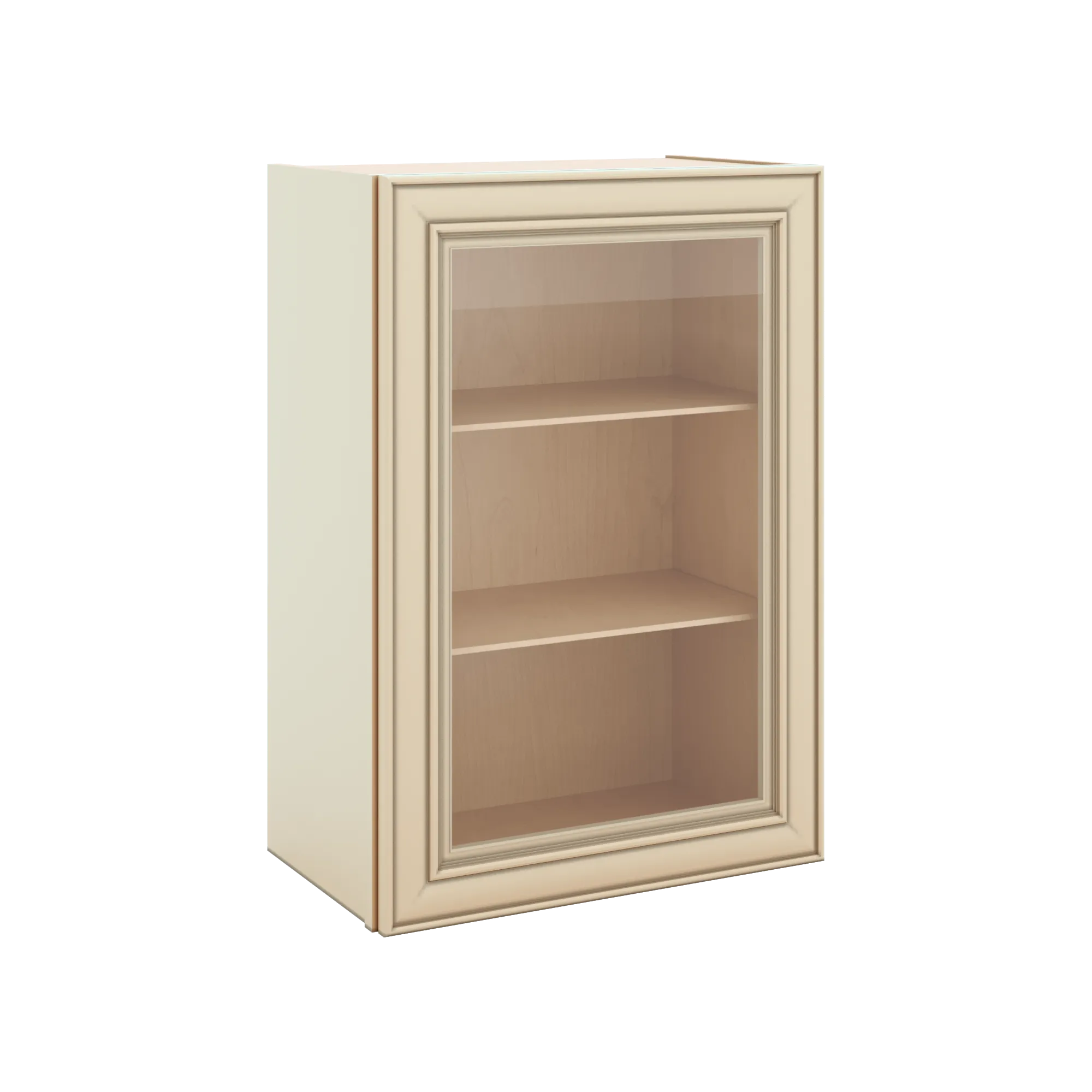 J&K Creme Glazed A7 Wall Glass Cabinet - 21" W x 30" H (No Glass Insert)