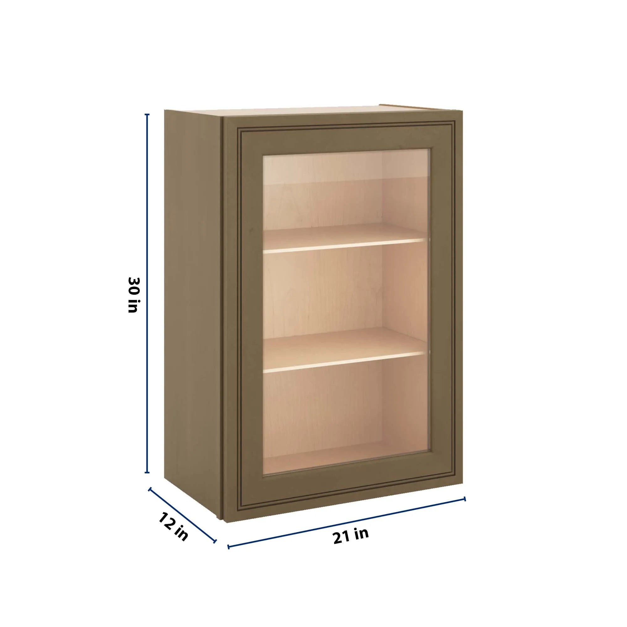 J&K Hazel H8 Wall Glass Cabinet - 21" W x 30" H (No Glass Insert)