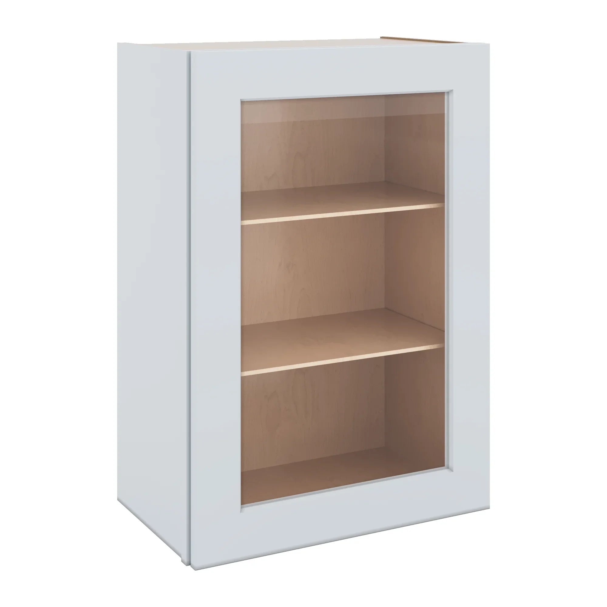 J&K White Shaker S8 Wall Glass Cabinet - 21" W x 30" H (No Glass Insert)