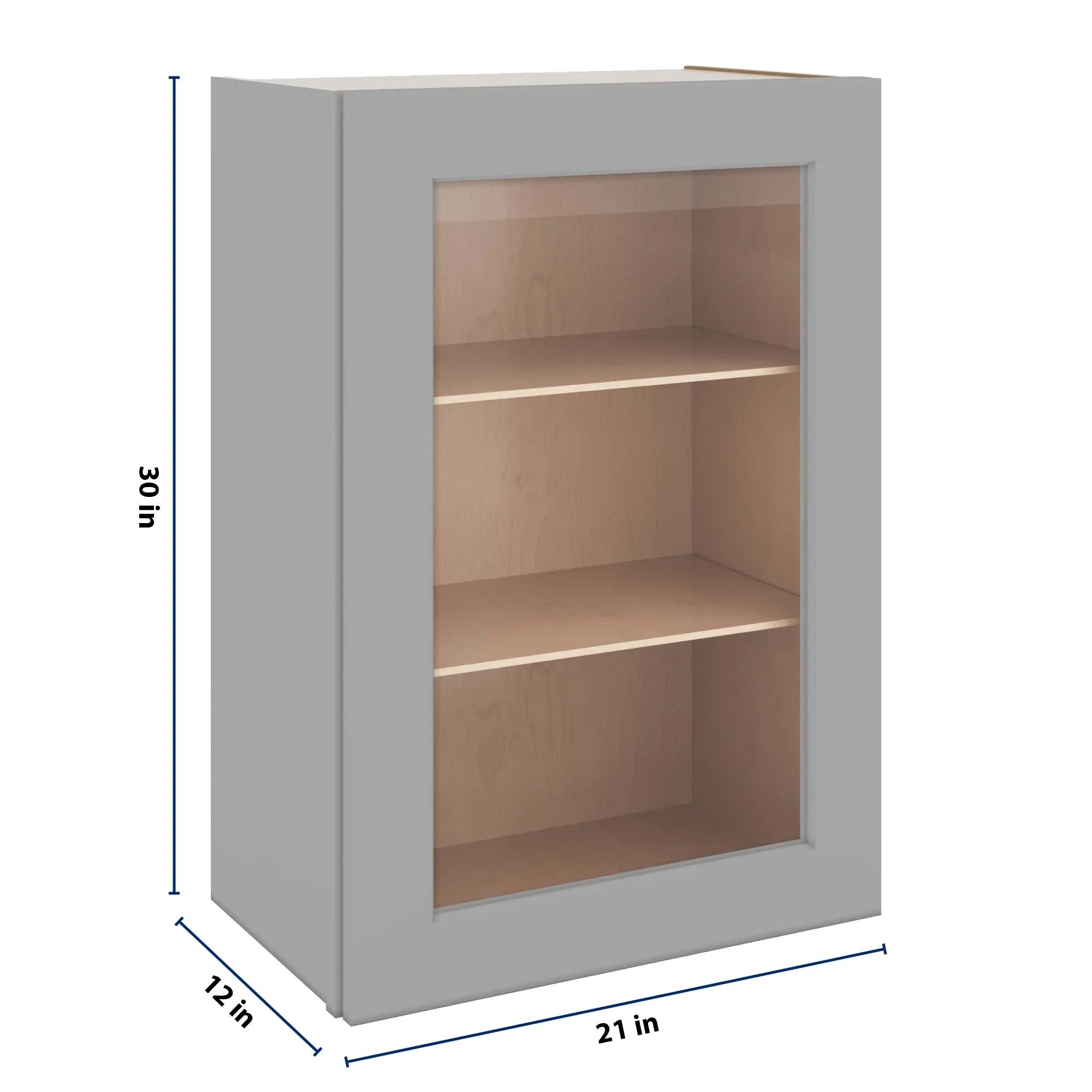 J&K Castle Grey S5 Wall Glass Cabinet - 21" W x 30" H (No Glass Insert)