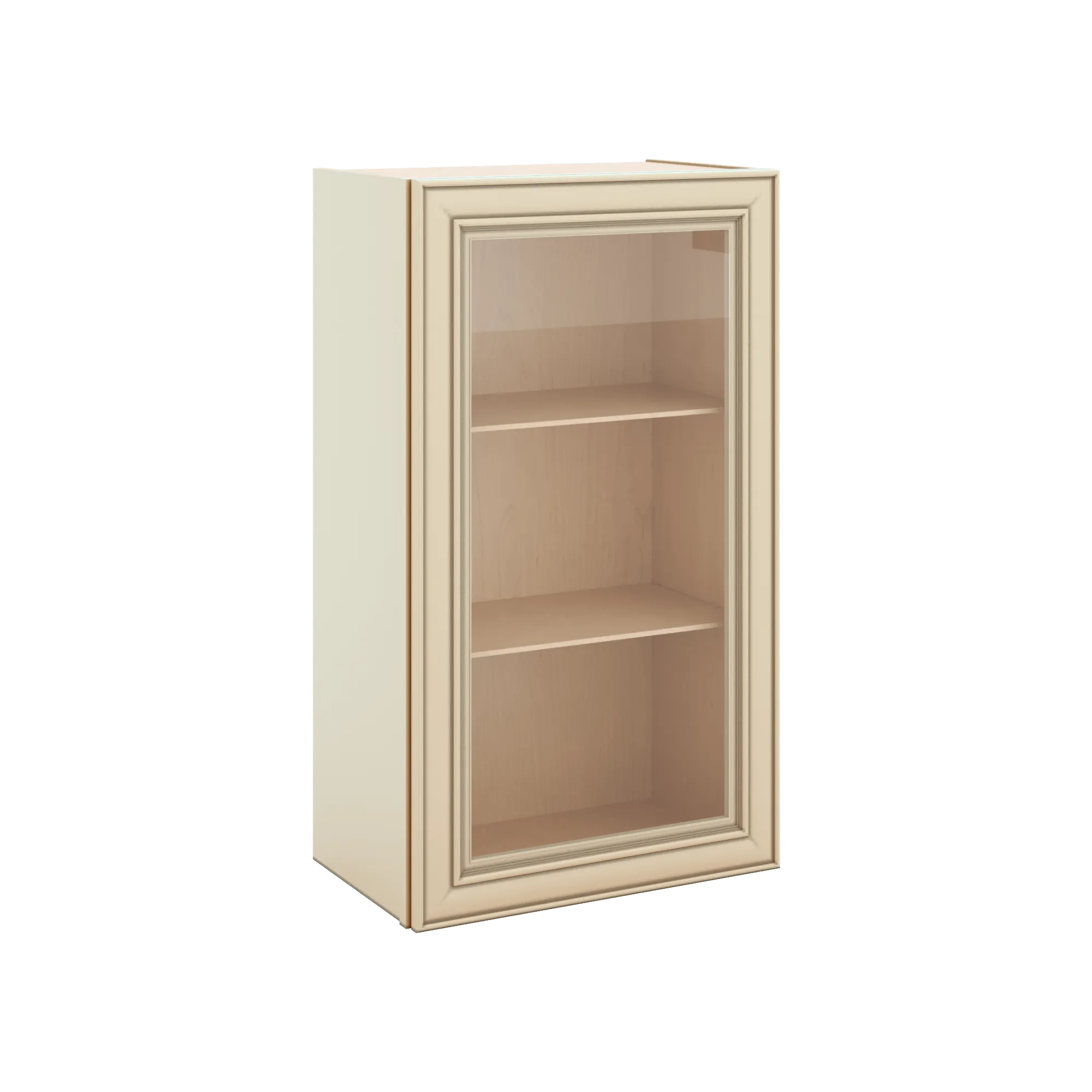 J&K Creme Glazed A7 Wall Glass Cabinet - 21" W x 36" H (No Glass Insert)