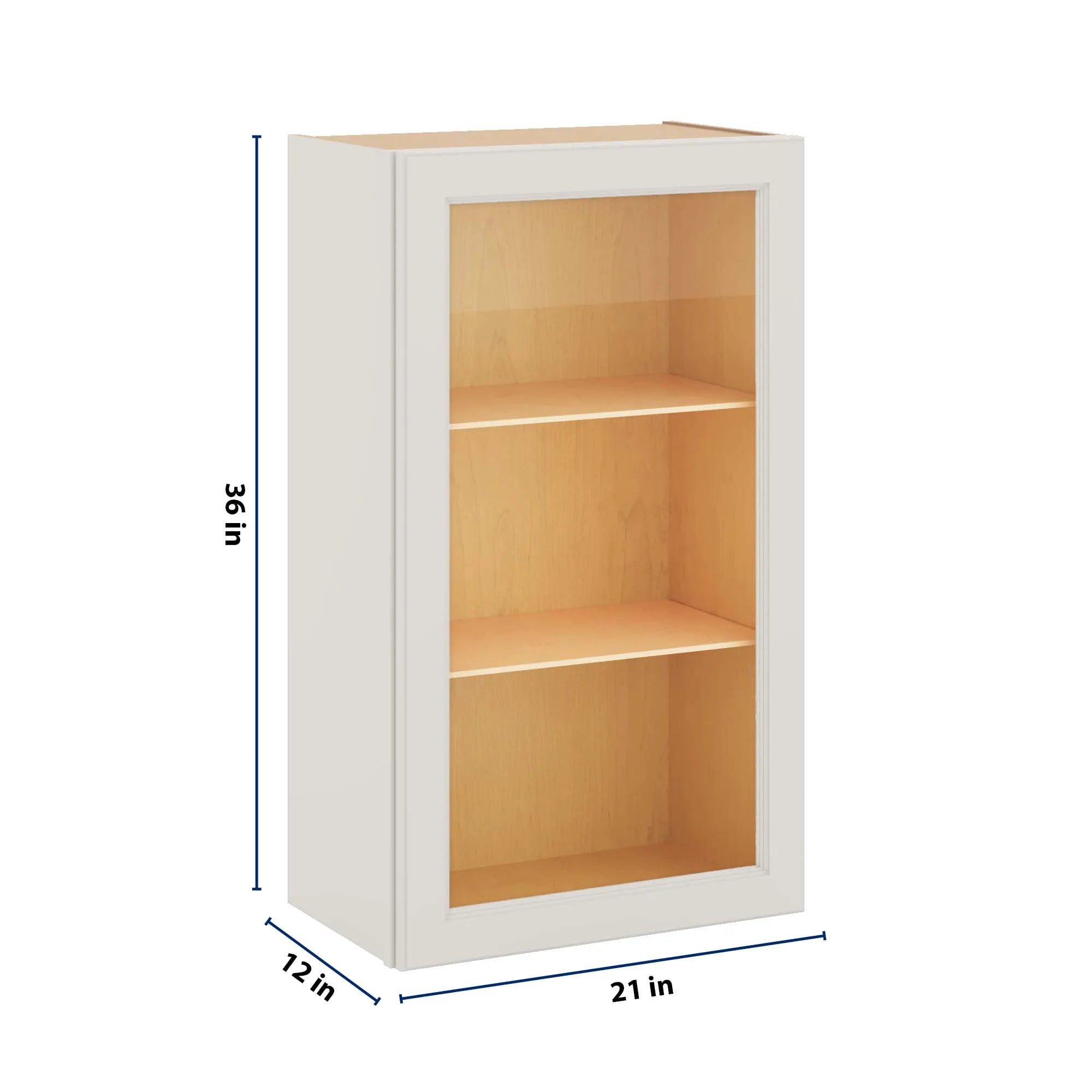J&K Dove E1 Wall Glass Cabinet - 21" W x 36" H (No Glass Insert)