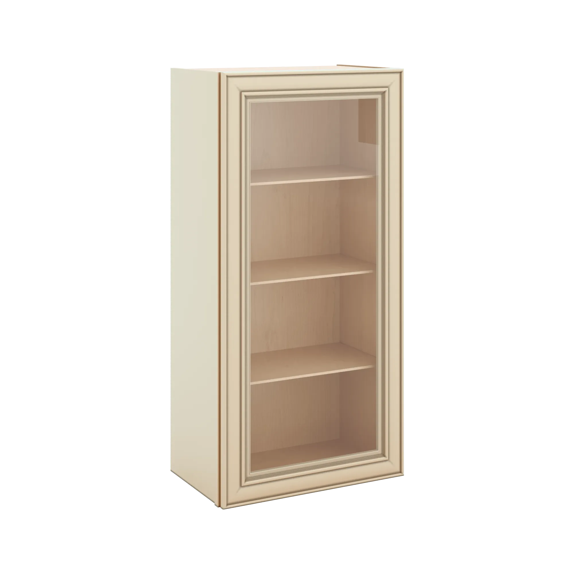 J&K Creme Glazed A7 Wall Glass Cabinet - 21" W x 42" H (No Glass Insert)