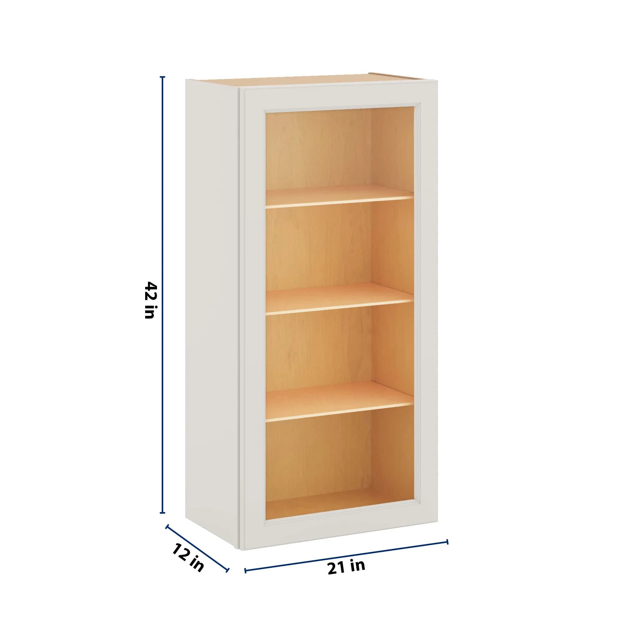 J&K Dove E1 Wall Glass Cabinet - 21" W x 42" H (No Glass Insert)