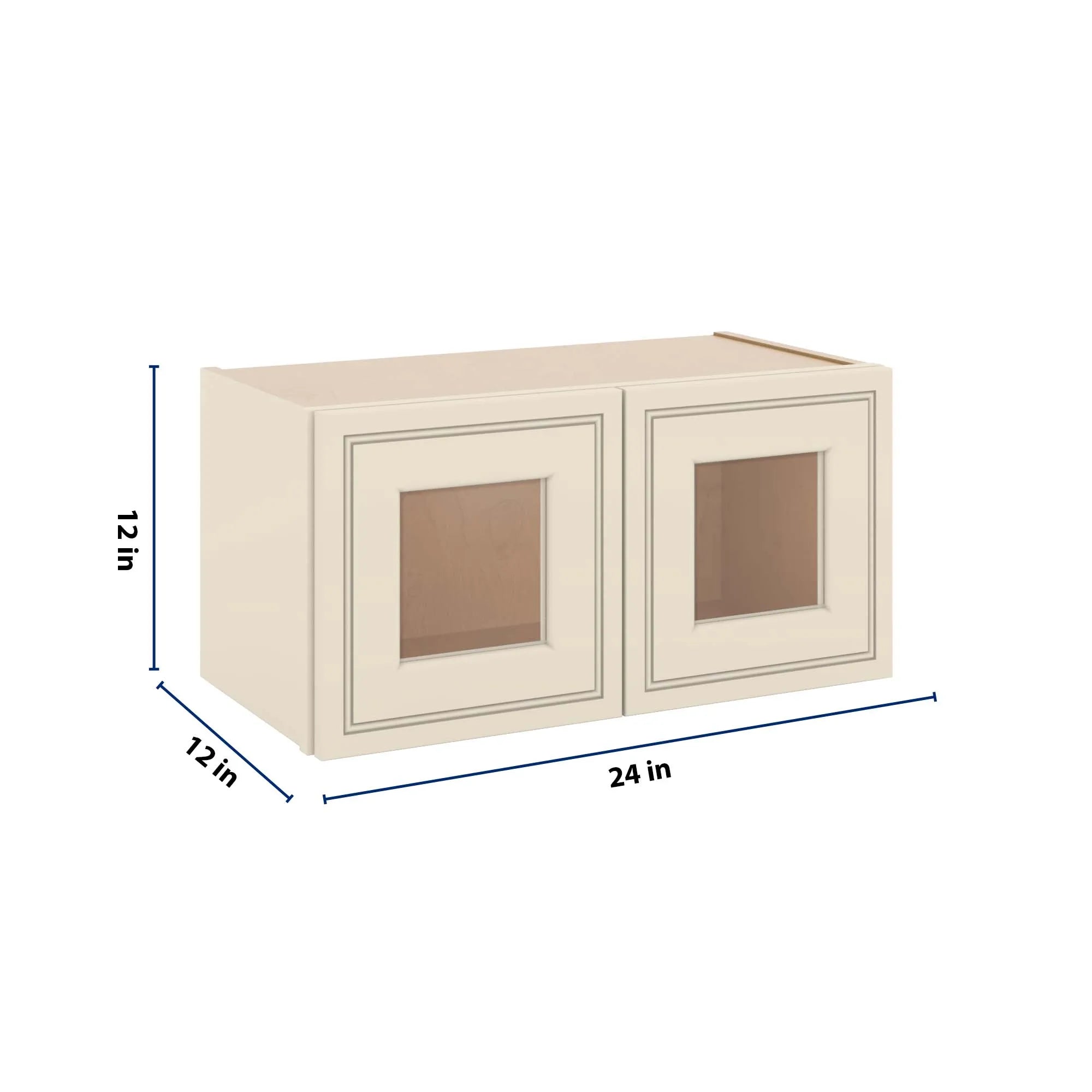 J&K Pearl Glazed H9 Wall Glass Cabinet - 24" W x 12" H (No Glass Insert)