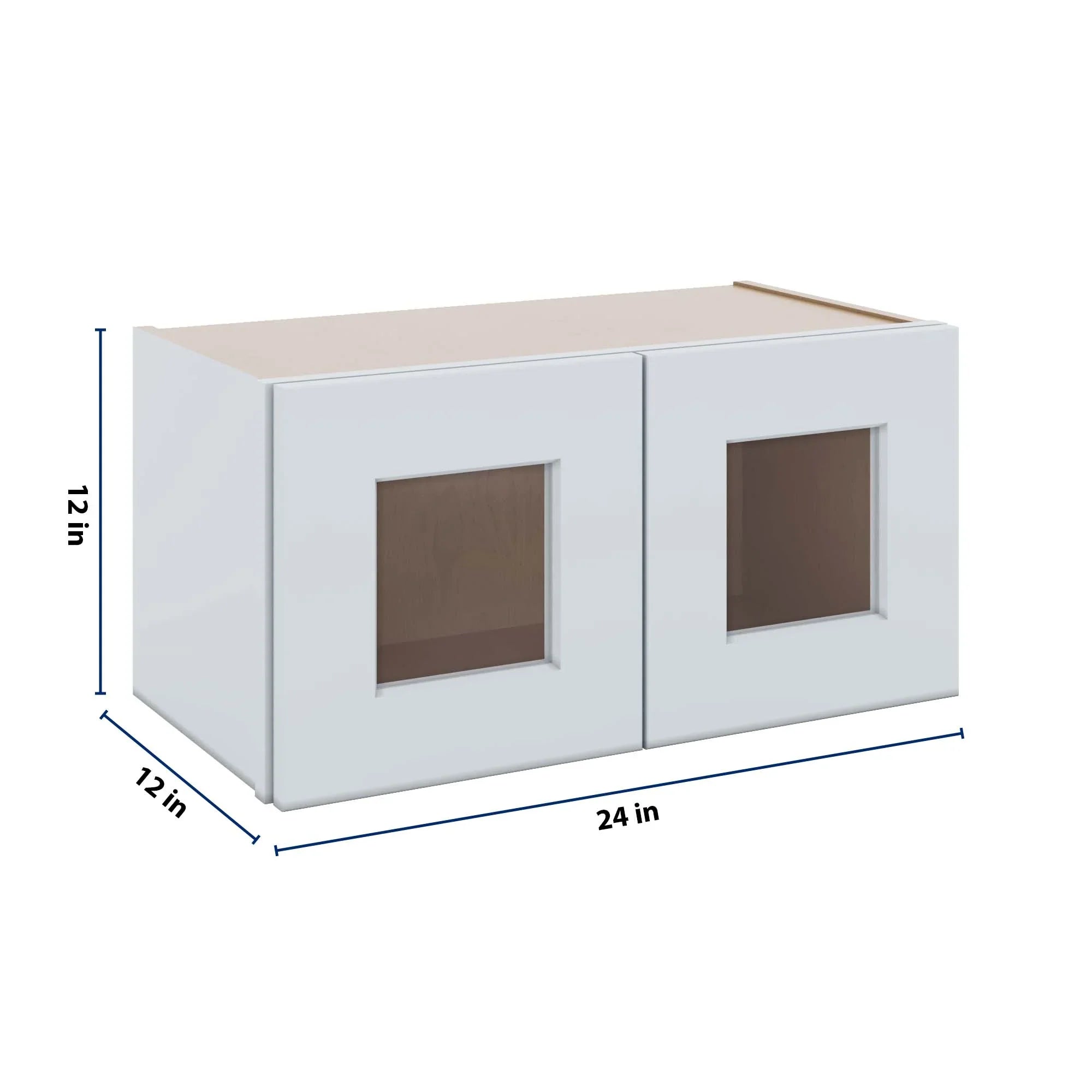 J&K White Shaker S8 Wall Glass Cabinet - 24" W x 12" H (No Glass Insert)