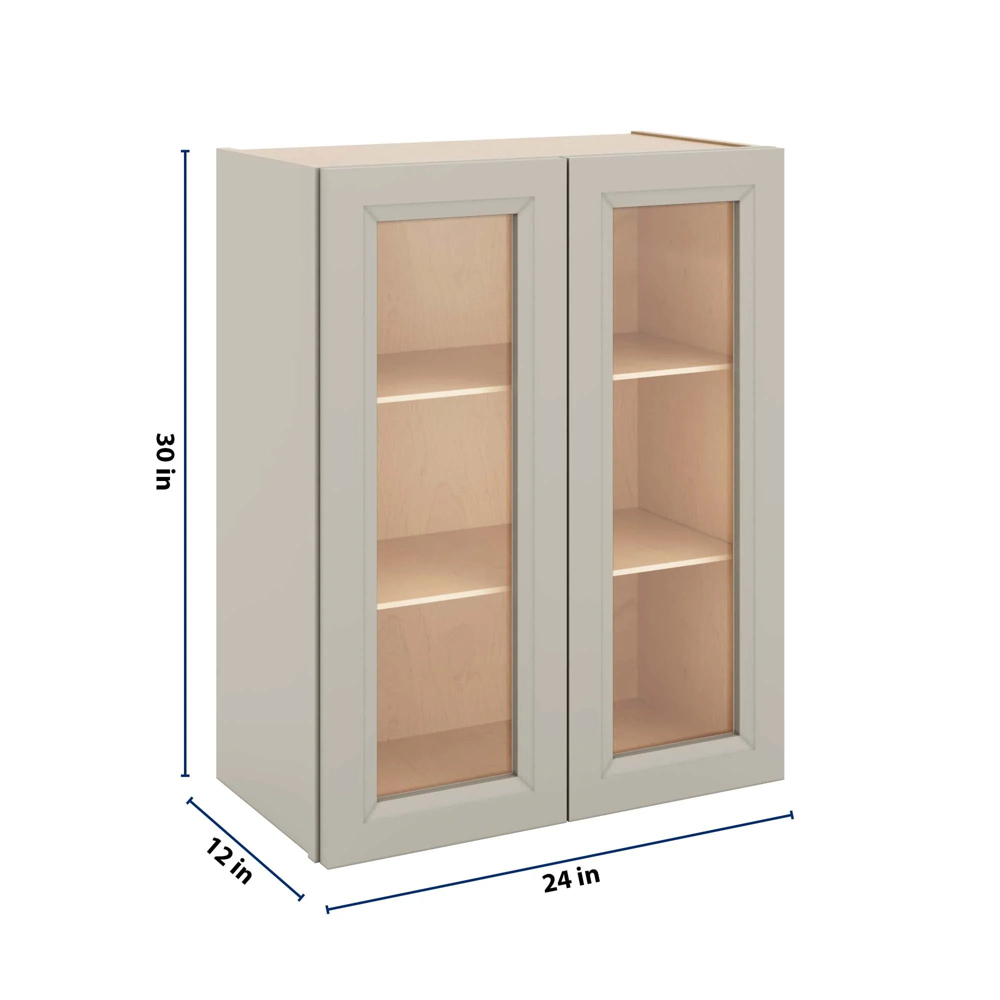 J&K Pebble B6 Wall Glass Cabinet - 24" W x 30" H (No Glass Insert)