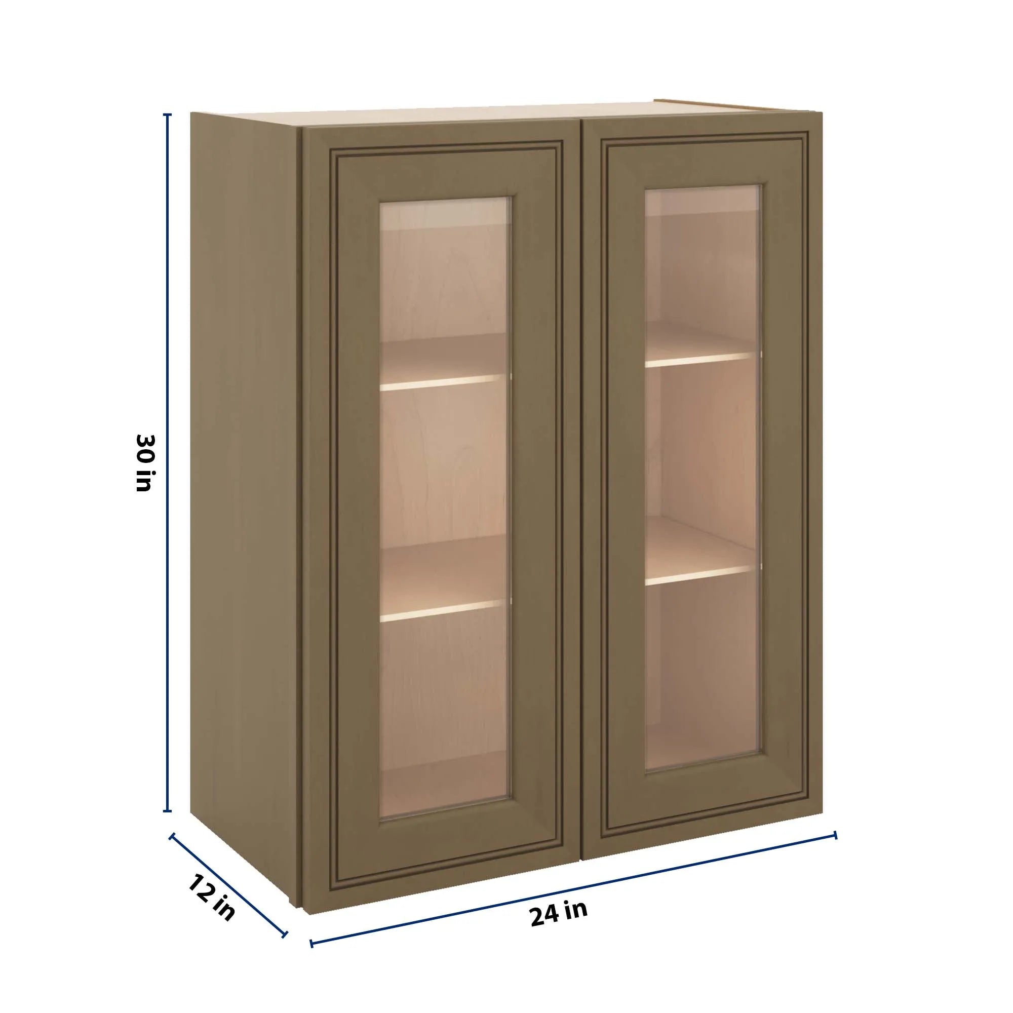 J&K Hazel H8 Wall Glass Cabinet - 24" W x 30" H (No Glass Insert)