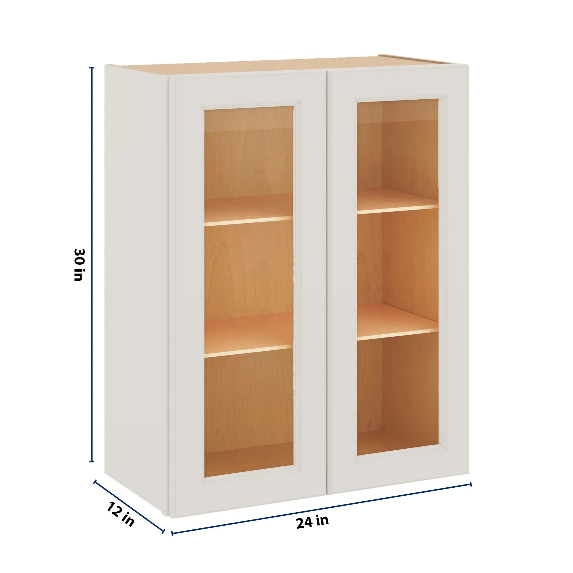 J&K Dove E1 Wall Glass Cabinet - 24" W x 30" H (No Glass Insert)