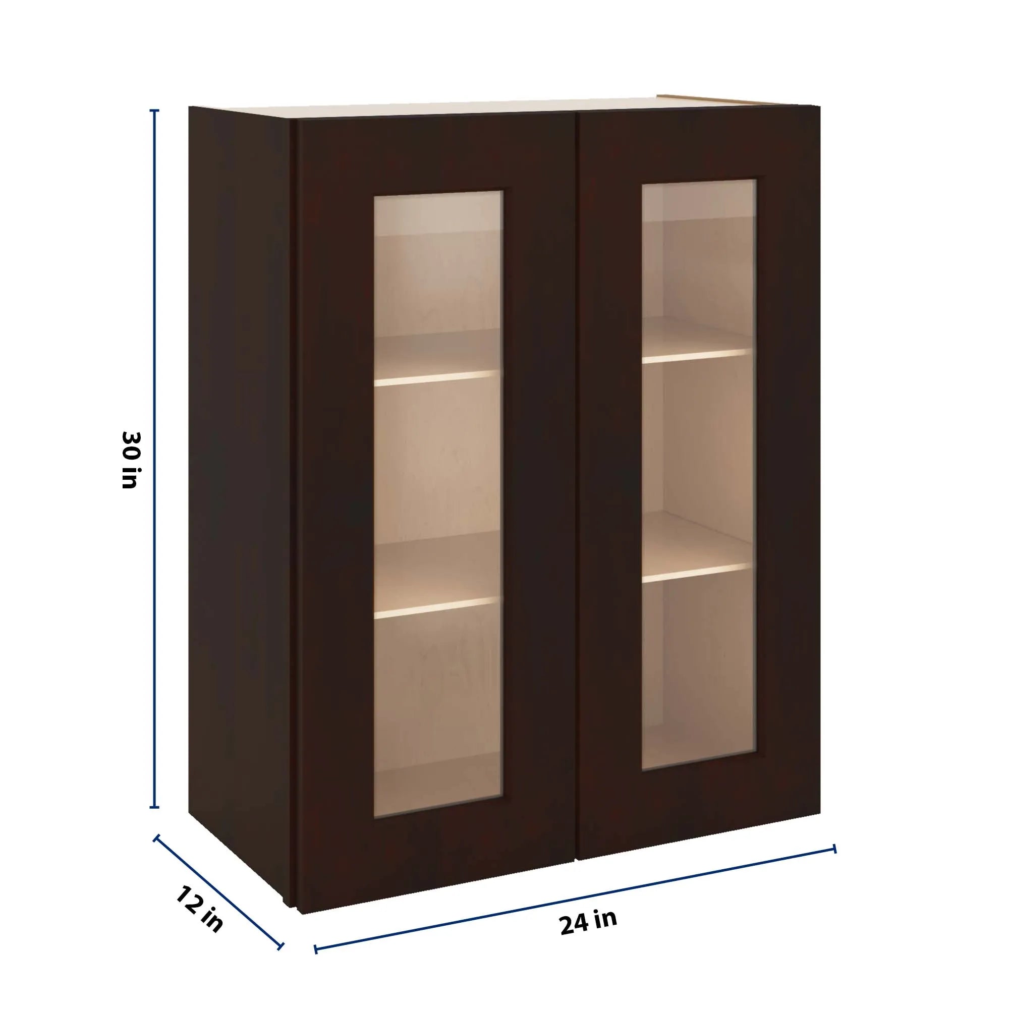 J&K Java Coffee S1 Wall Glass Cabinet - 24" W x 30" H (No Glass Insert)