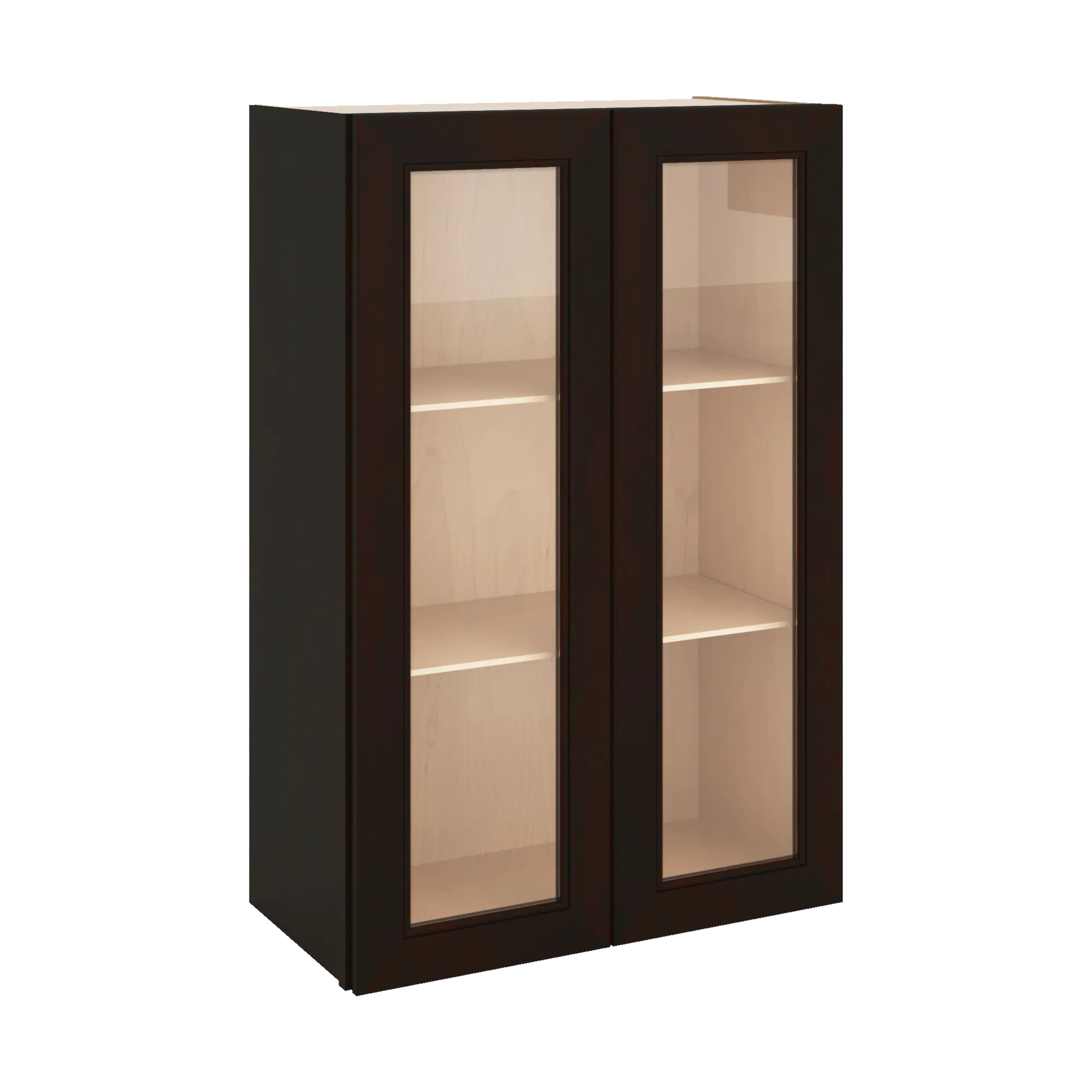 J&K Espresso K8 Wall Glass Cabinet - 24" W x 36" H (No Glass Insert)