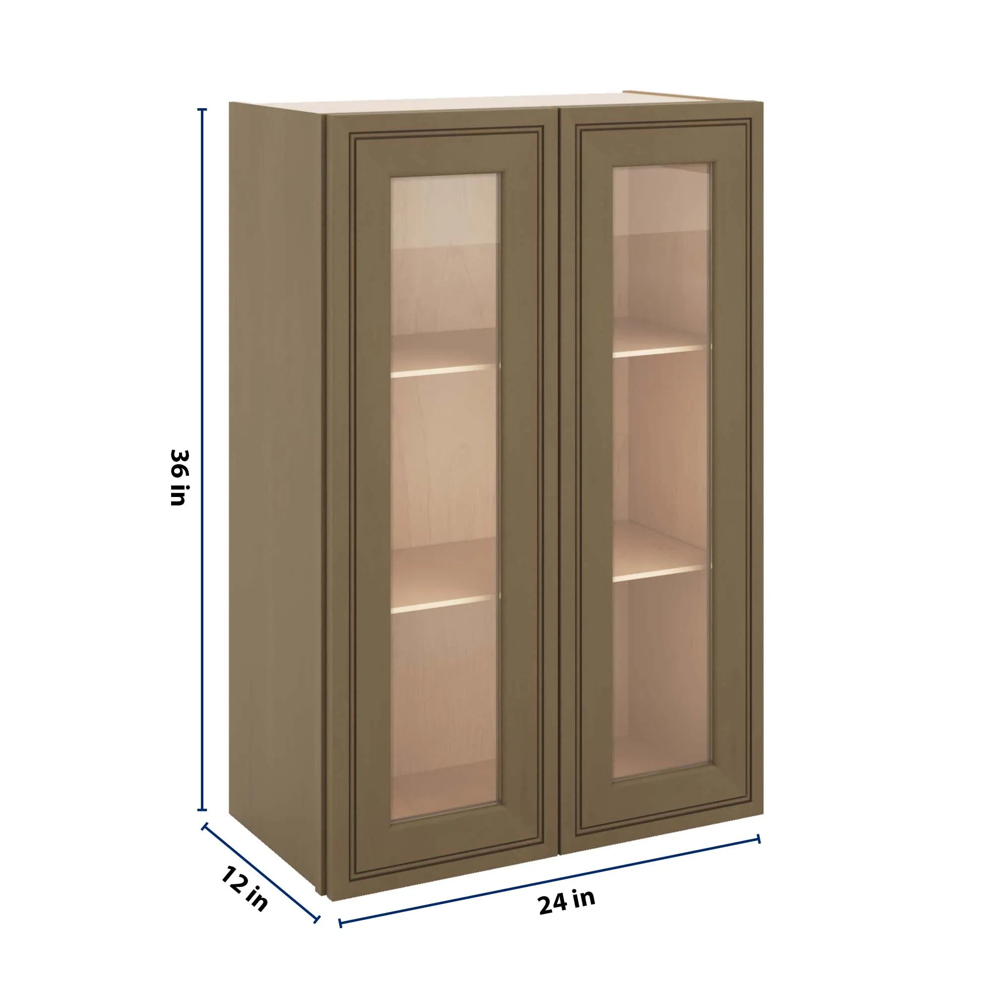 J&K Hazel H8 Wall Glass Cabinet - 24" W x 36" H (No Glass Insert)