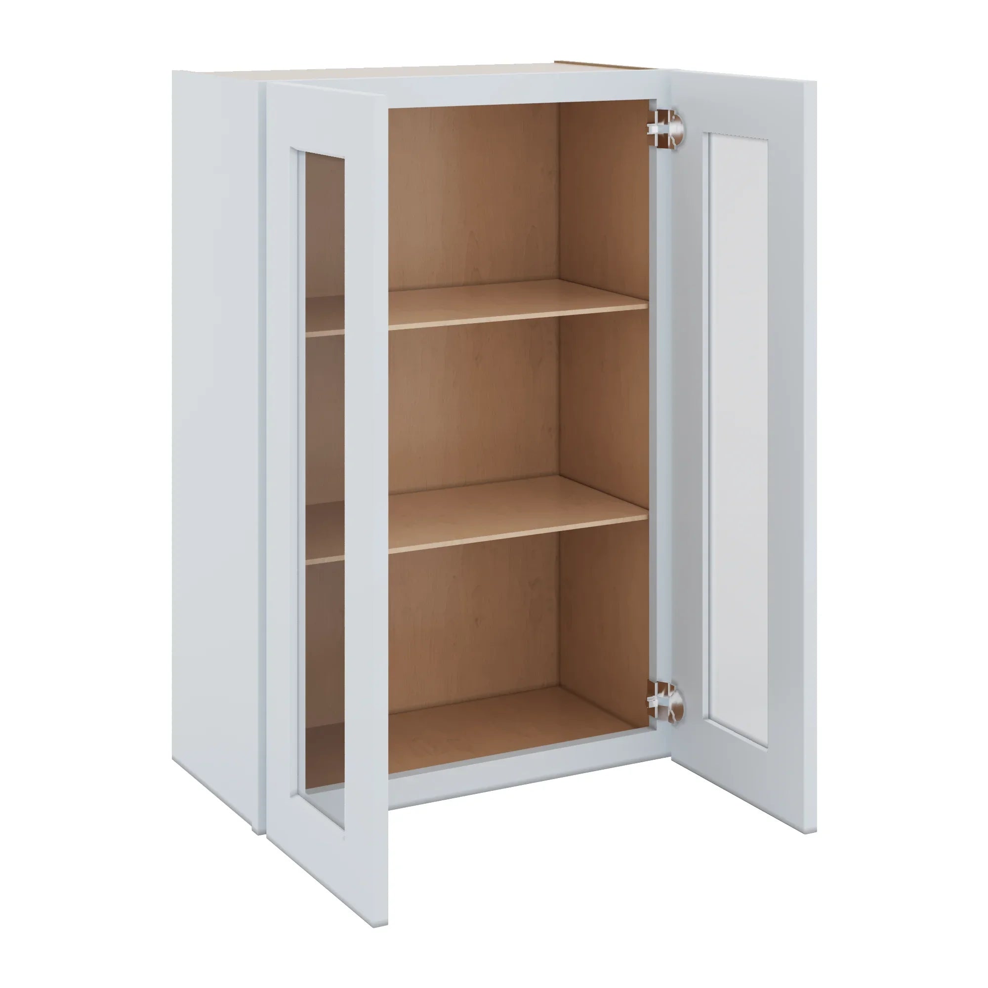 J&K White Shaker S8 Wall Glass Cabinet 24" W x 36" H (No Glass Insert)