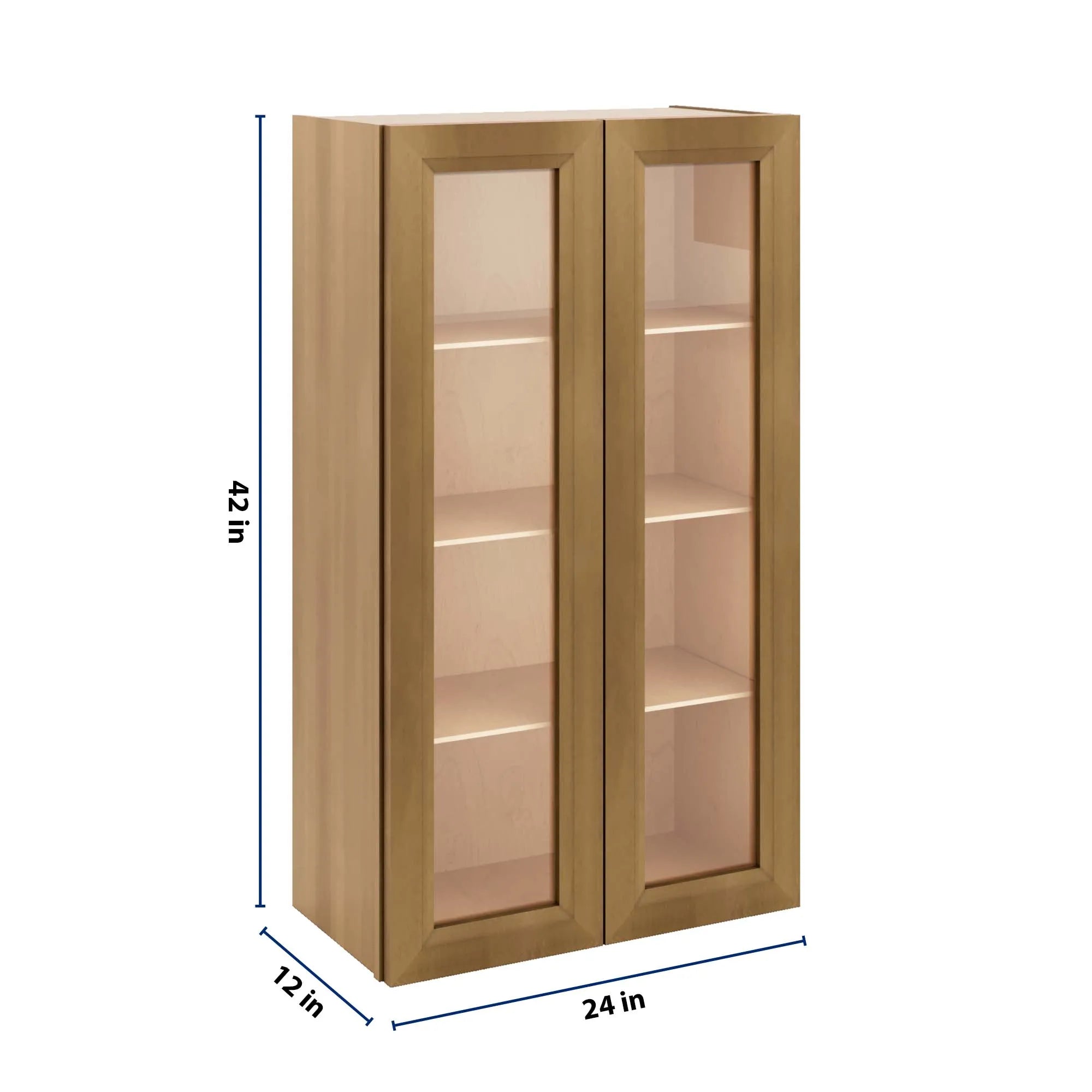 J&K Butterscotch B8 Wall Glass Cabinet - 24" W x 42" H (No Glass Insert)