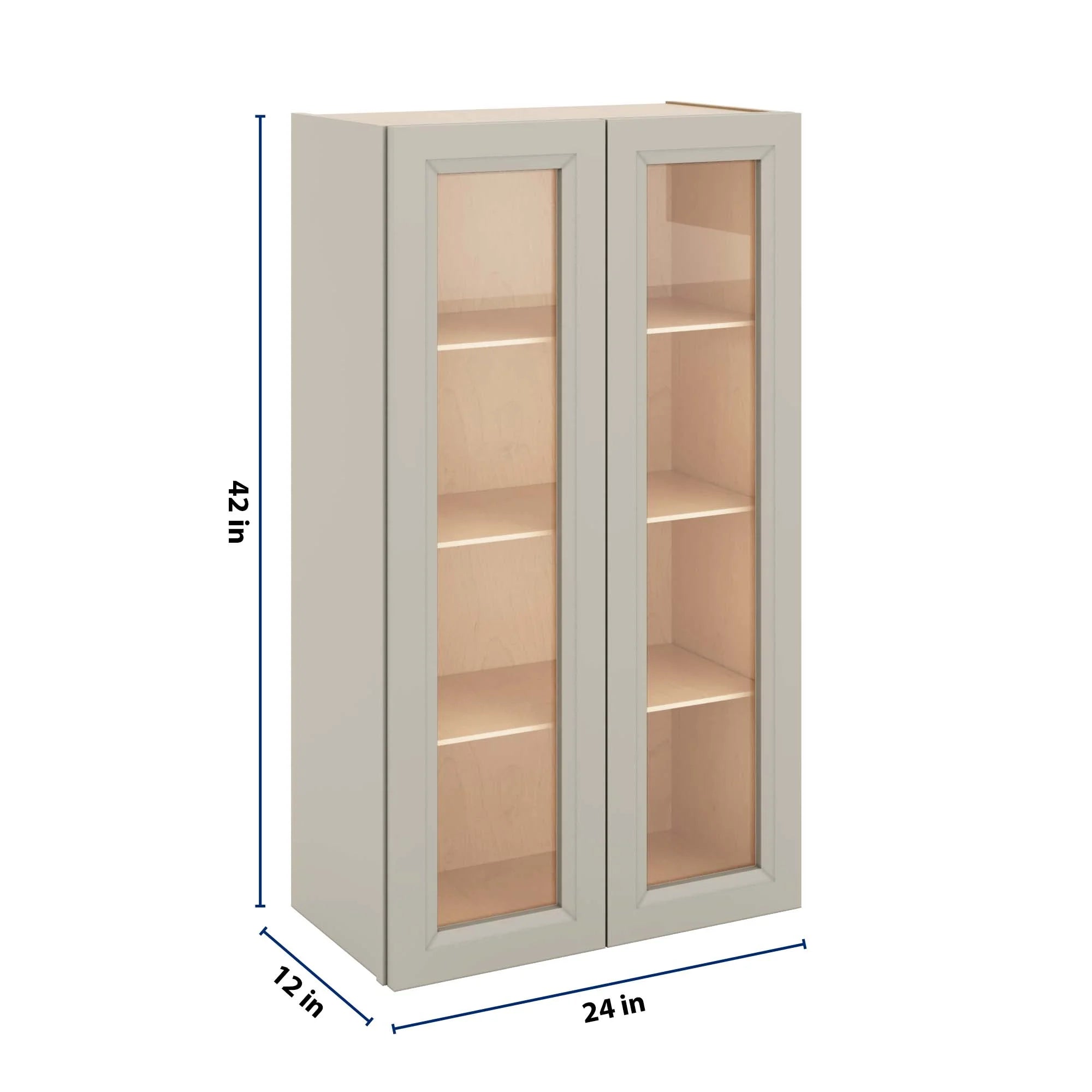 J&K Pebble B6 Wall Glass Cabinet - 24" W x 42" H (No Glass Insert)