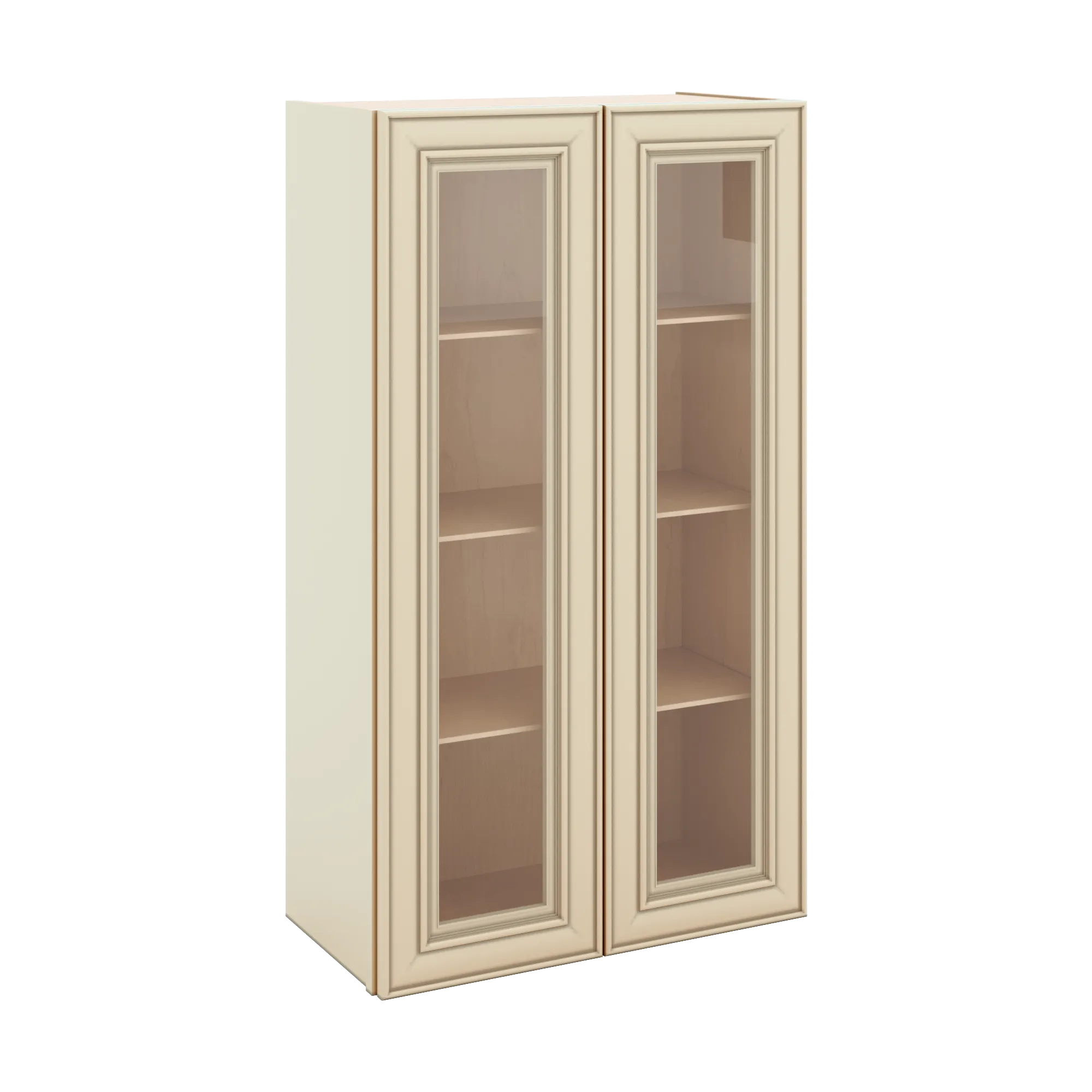 J&K Creme Glazed A7 Wall Glass Cabinet - 24" W x 42" H (No Glass Insert)