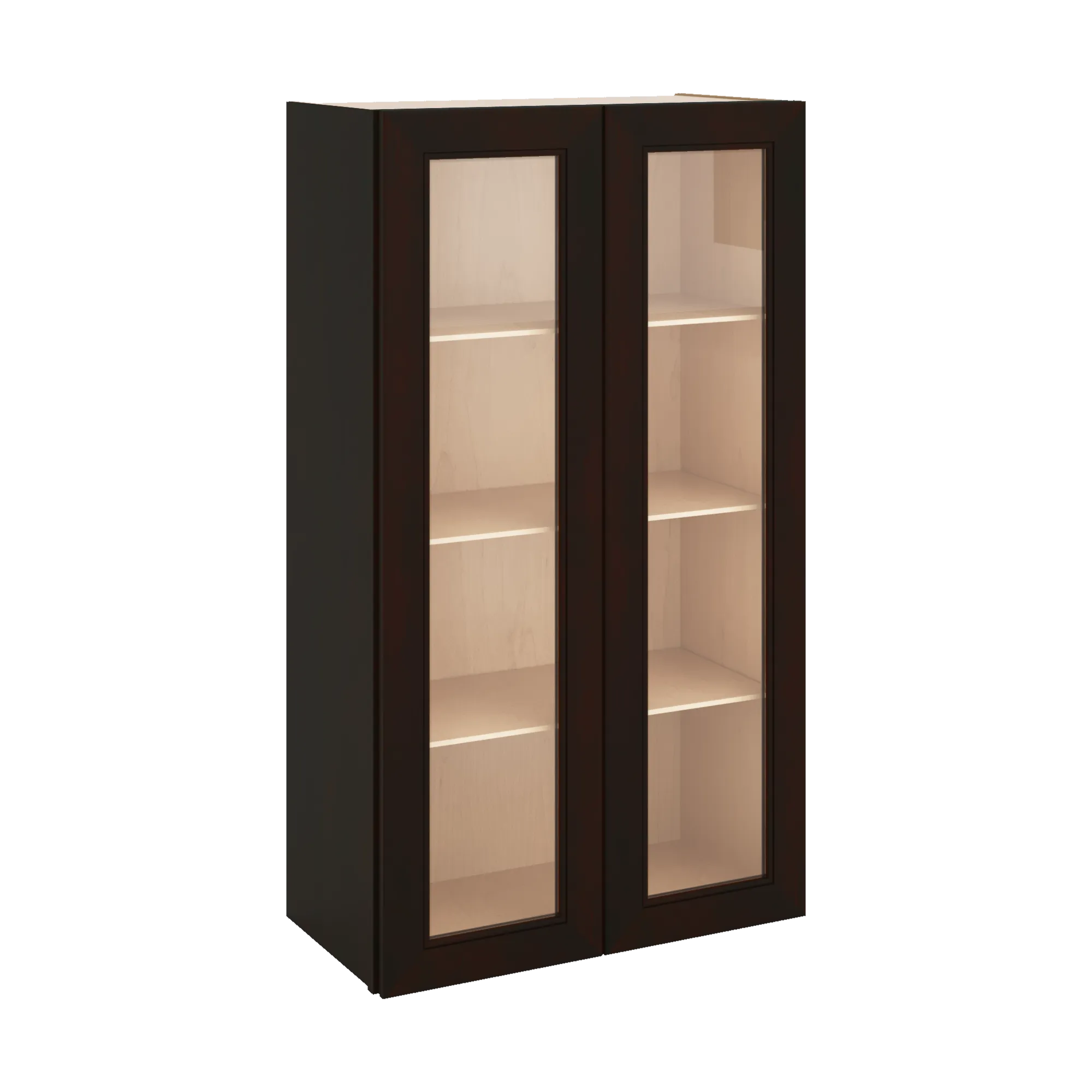 J&K Espresso K8 Wall Glass Cabinet - 24" W x 42" H (No Glass Insert)