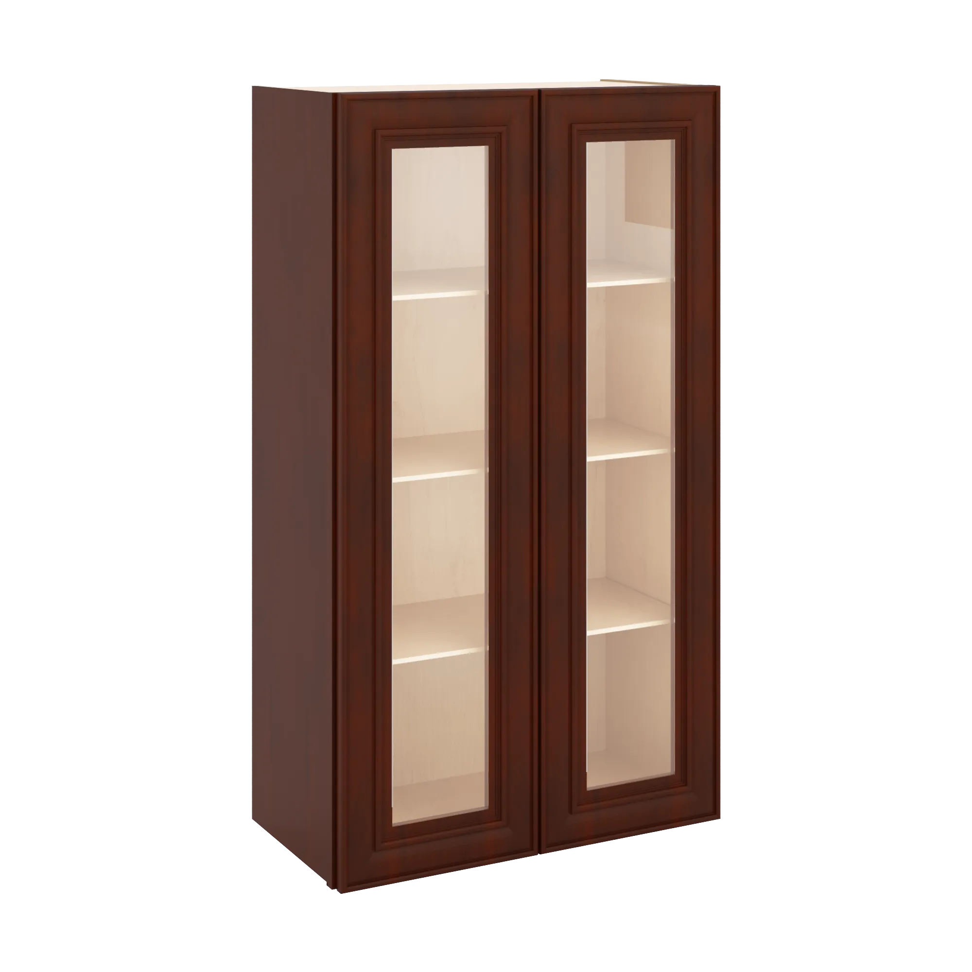 J&K Mahogany J5 Wall Glass Cabinet - 24" W x 42" H (No Glass Insert)