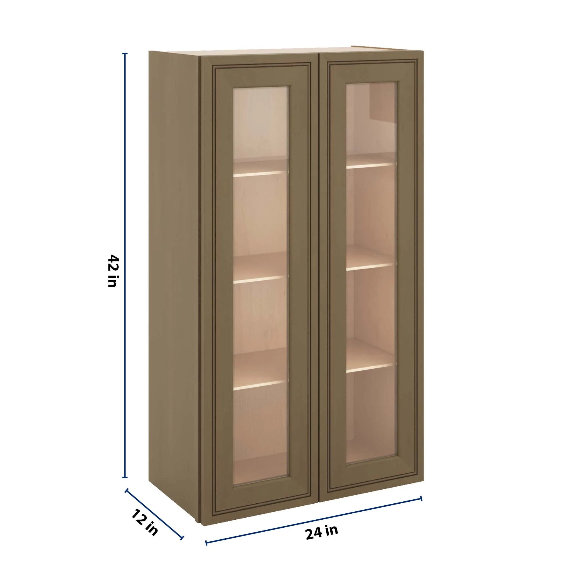 J&K Hazel H8 Wall Glass Cabinet - 24" W x 42" H (No Glass Insert)