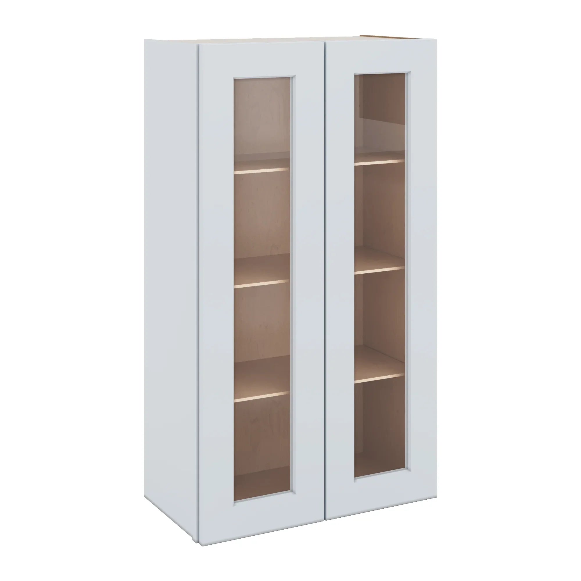 J&K White Shaker S8 Wall Glass Cabinet - 24" W x 42" H (No Glass Insert)