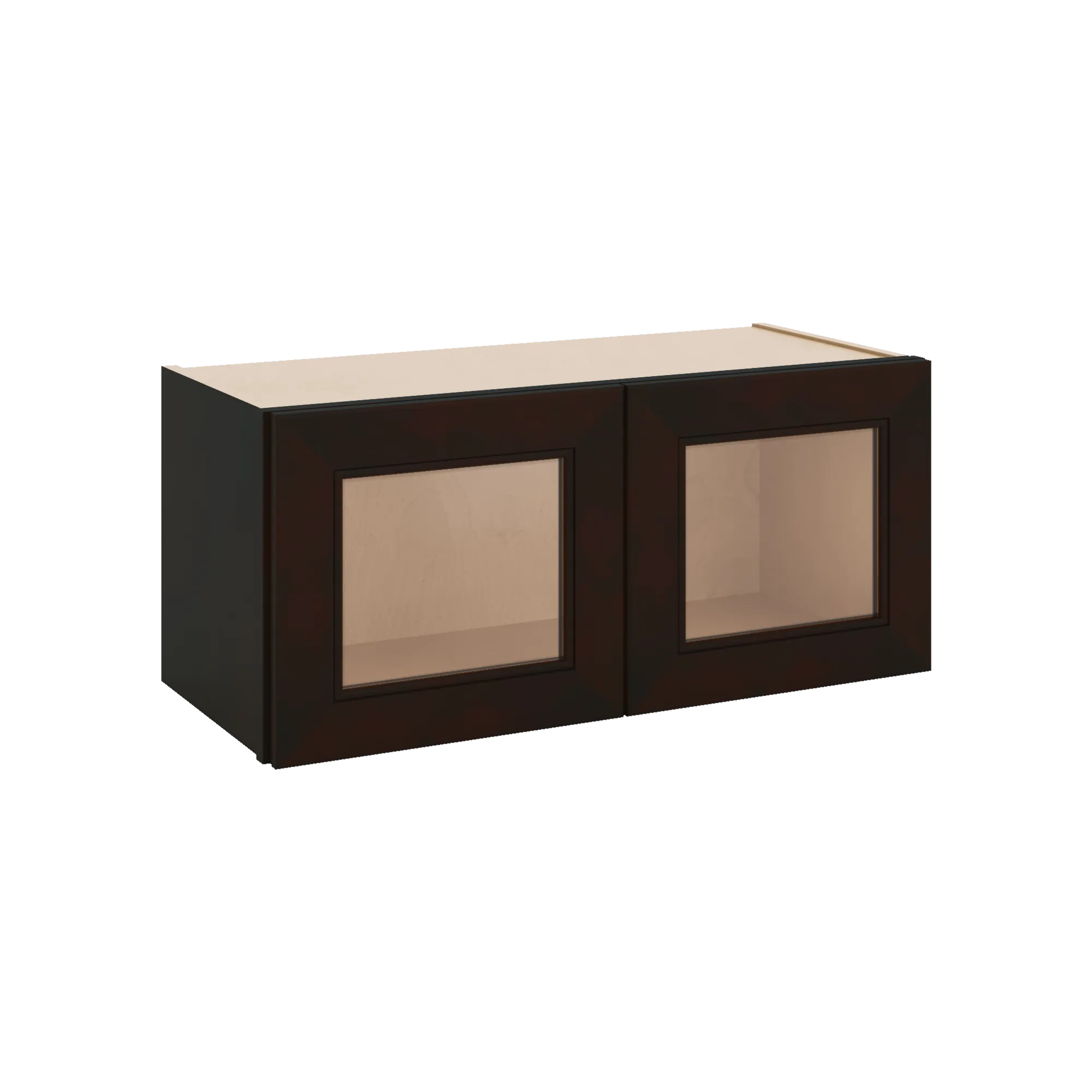 J&K Espresso K8 Wall Glass Cabinet - 27" W x 12" H (No Glass Insert)