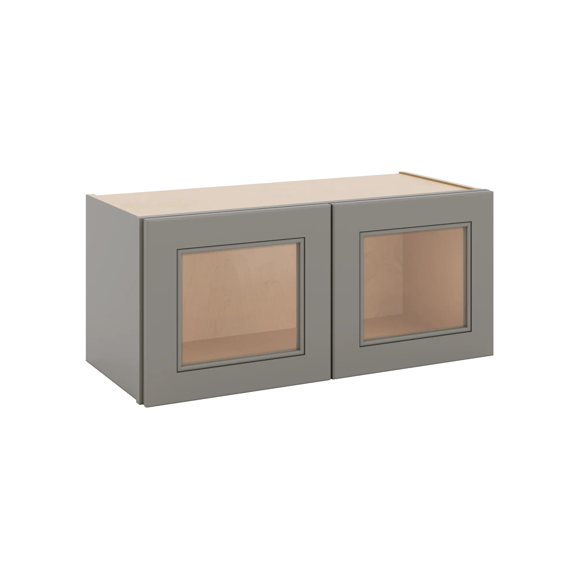 J&K Greige K3 Wall Glass Cabinet - 27" W x 12" H (No Glass Insert)