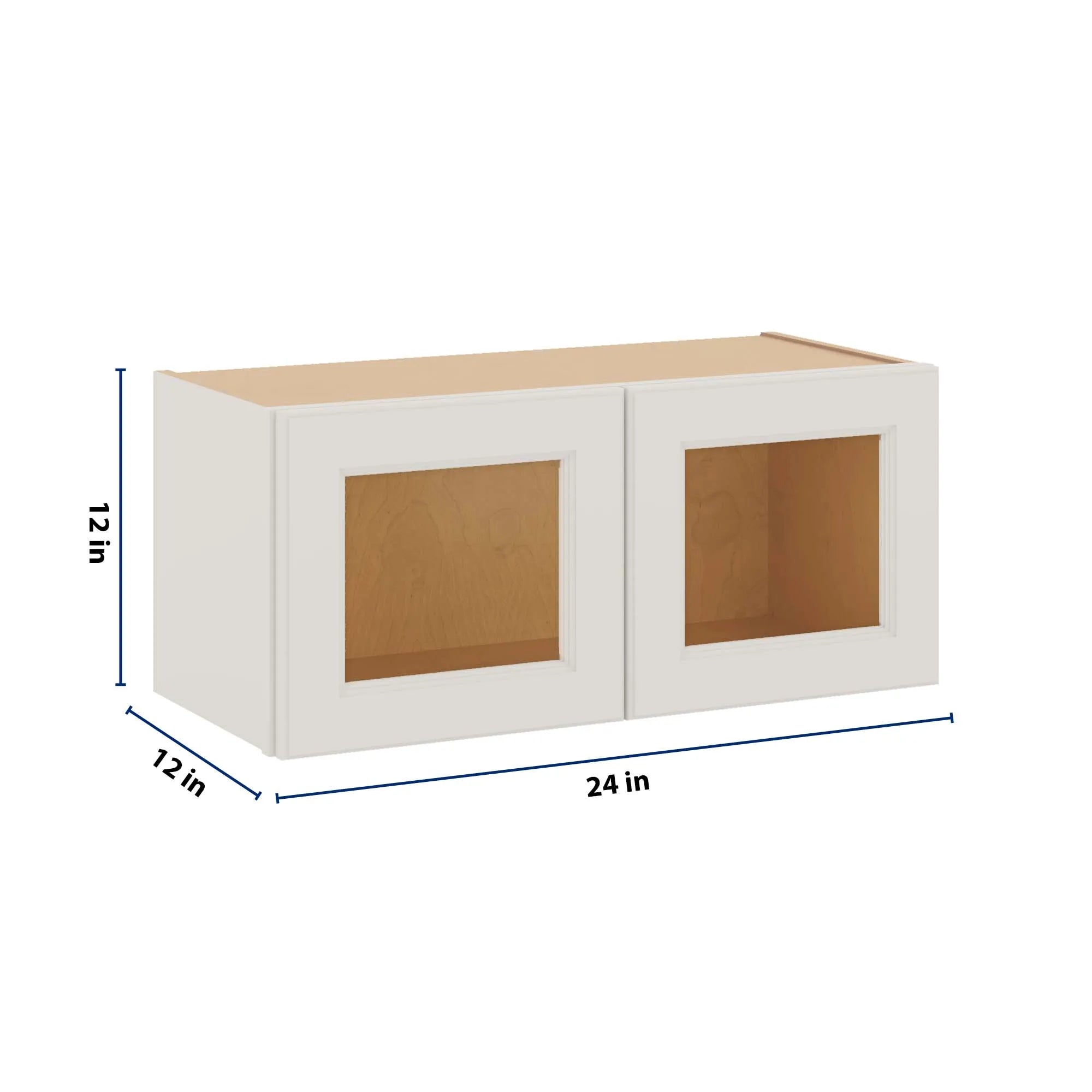 J&K Dove E1 Wall Glass Cabinet - 27" W x 12" H (No Glass Insert)