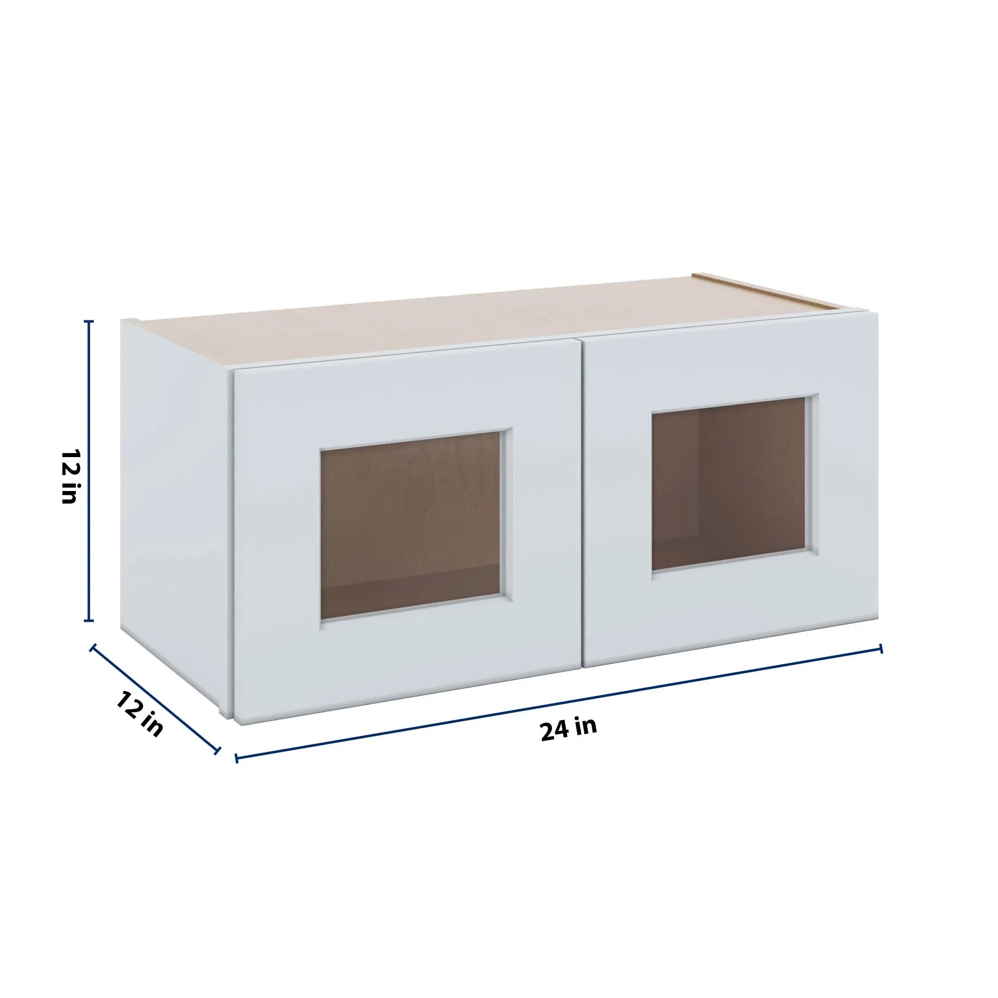 J&K White Shaker S8 Wall Glass Cabinet - 27" W x 12" H (No Glass Insert)