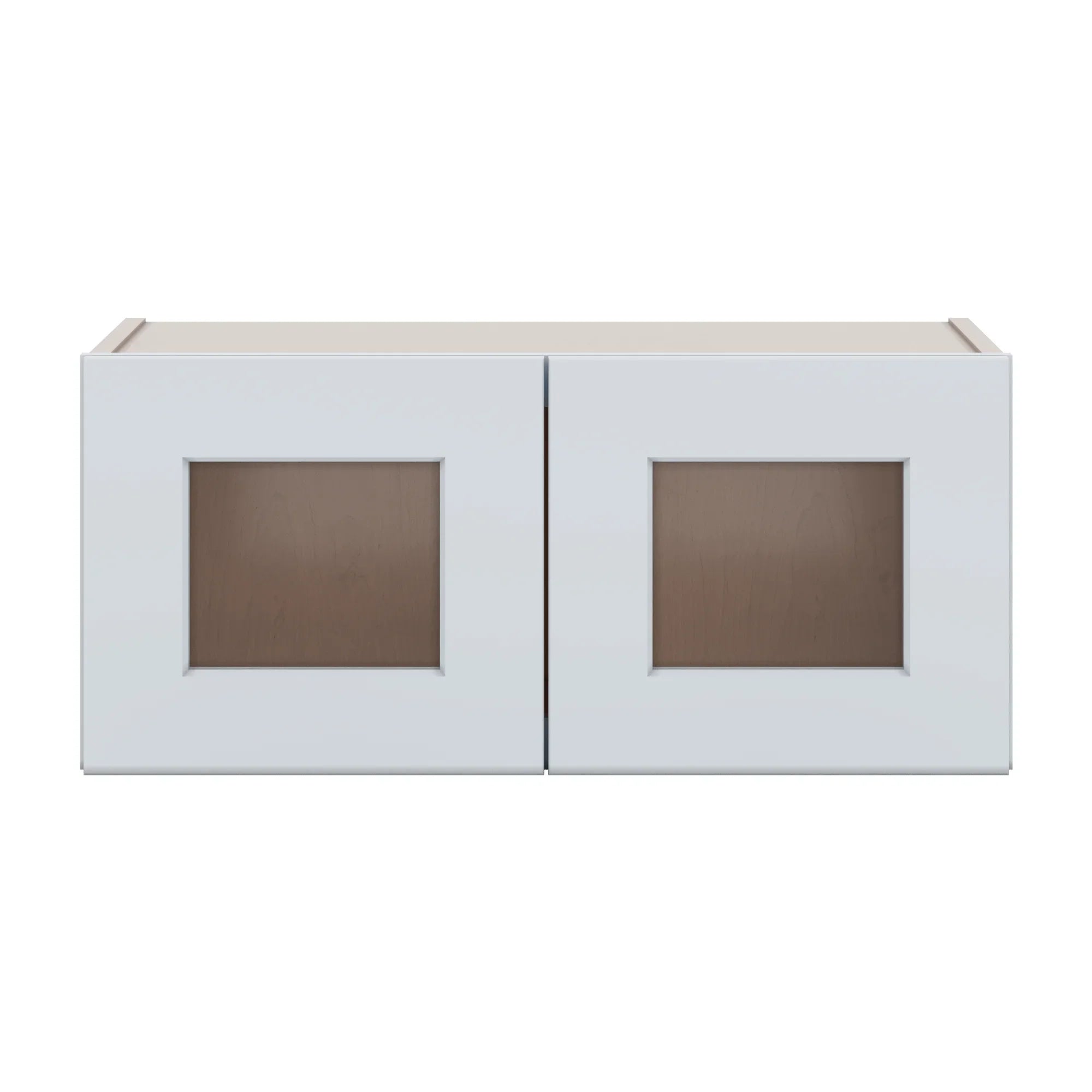 J&K White Shaker S8 Wall Glass Cabinet 27" W x 12" H (No Glass Insert)