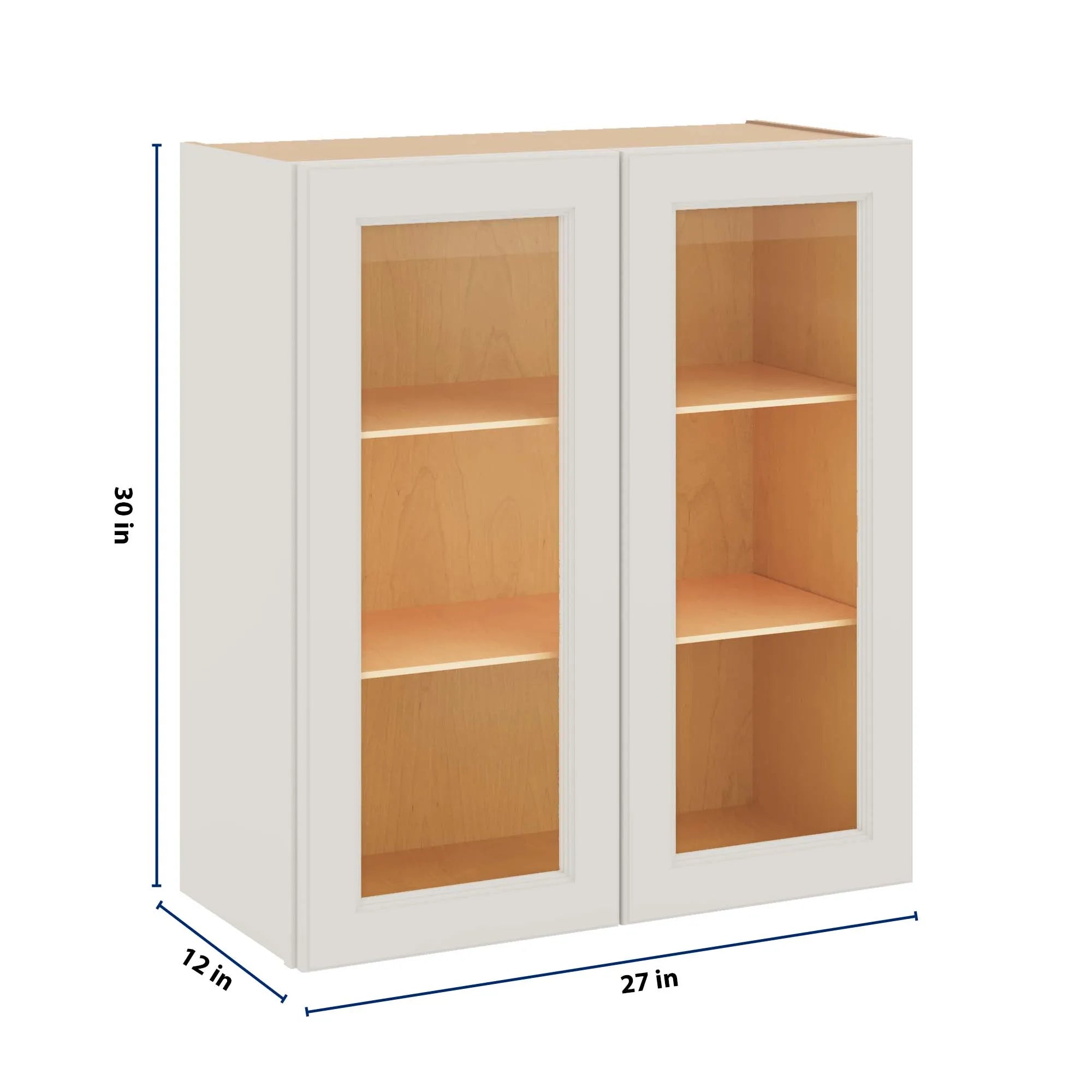 J&K Dove E1 Wall Glass Cabinet - 27" W x 30" H (No Glass Insert)