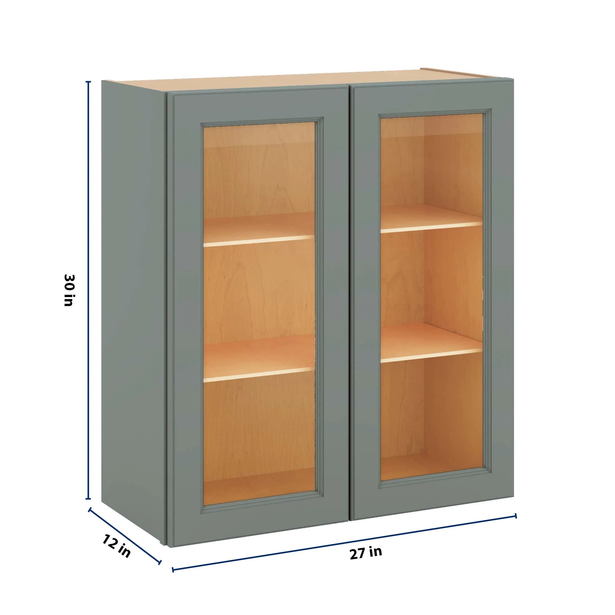 J&K Sage E3 Wall Glass Cabinet - 27" W x 30" H (No Glass Insert)