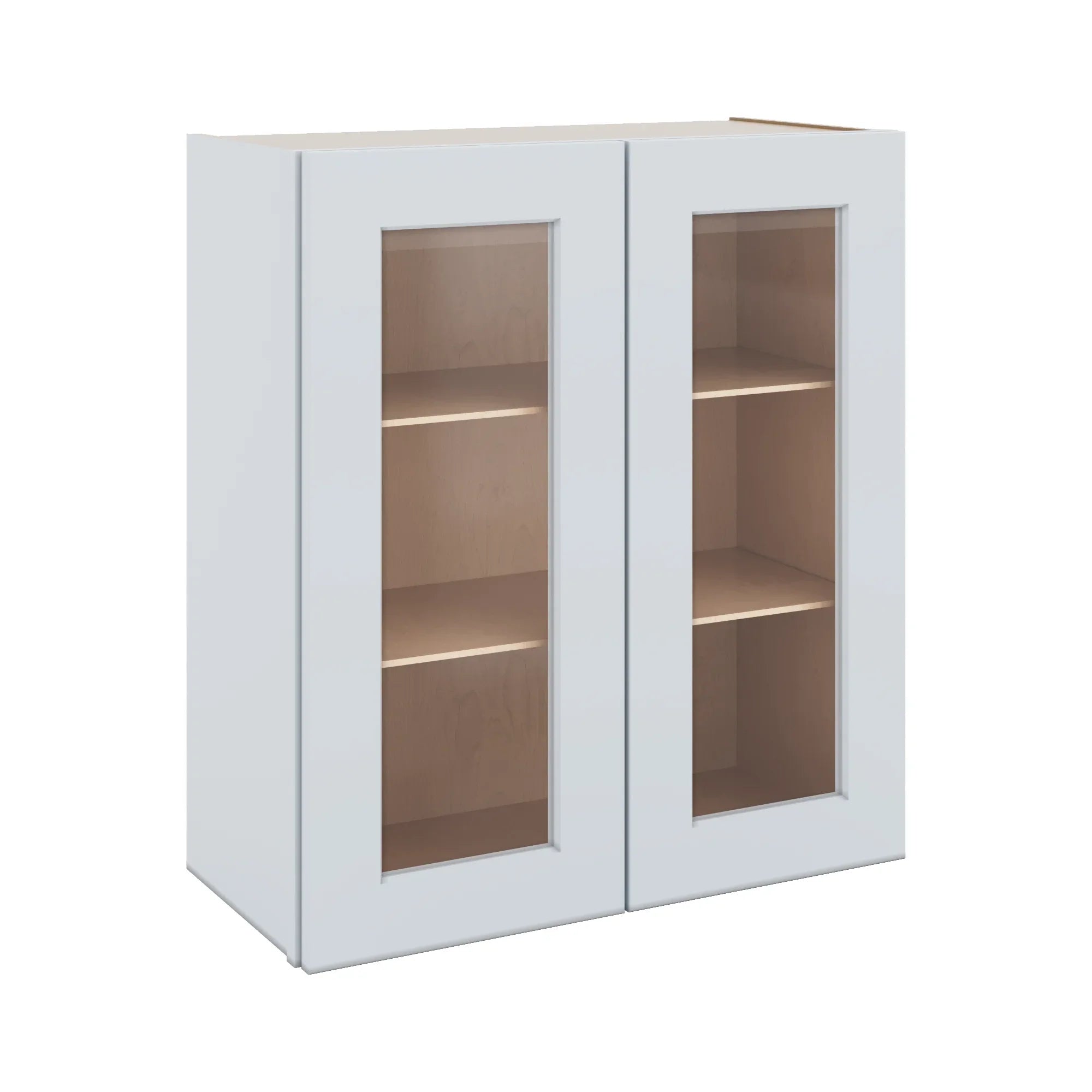 J&K White Shaker S8 Wall Glass Cabinet - 27" W x 30" H (No Glass Insert)