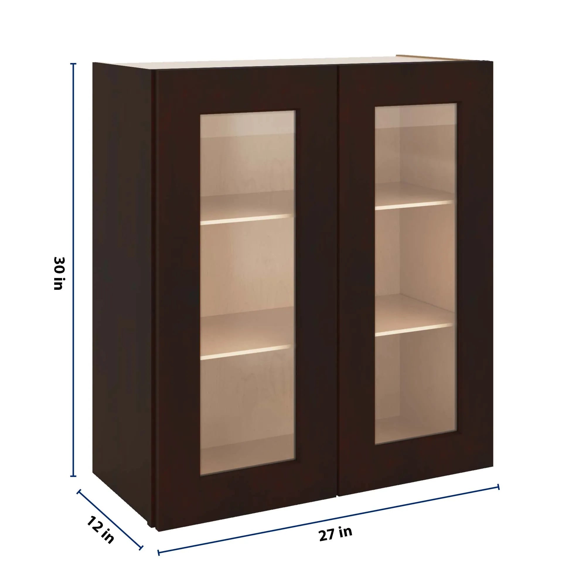 J&K Java Coffee S1 Wall Glass Cabinet - 27" W x 30" H (No Glass Insert)