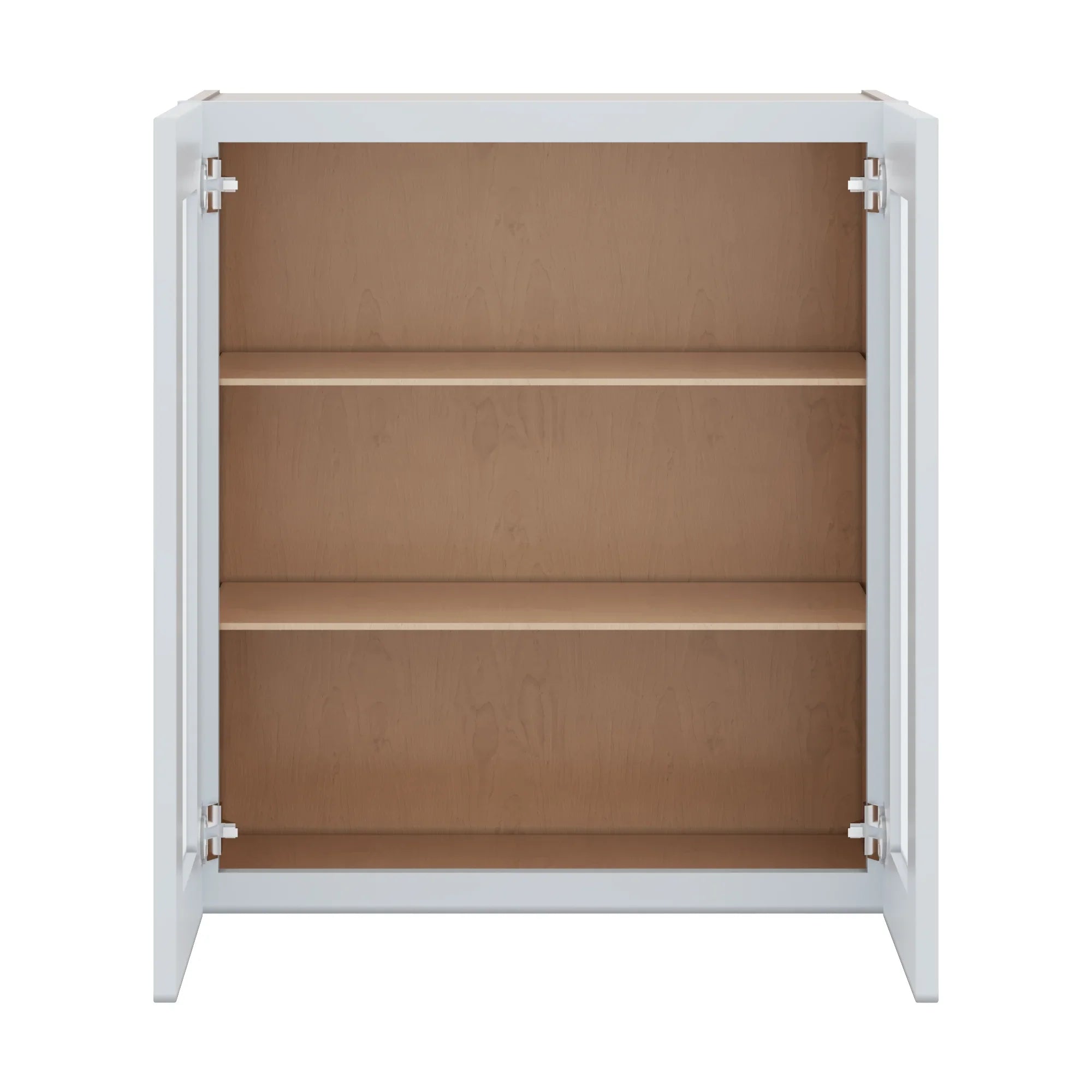 J&K White Shaker S8 Wall Glass Cabinet 27" W x 30" H (No Glass Insert)