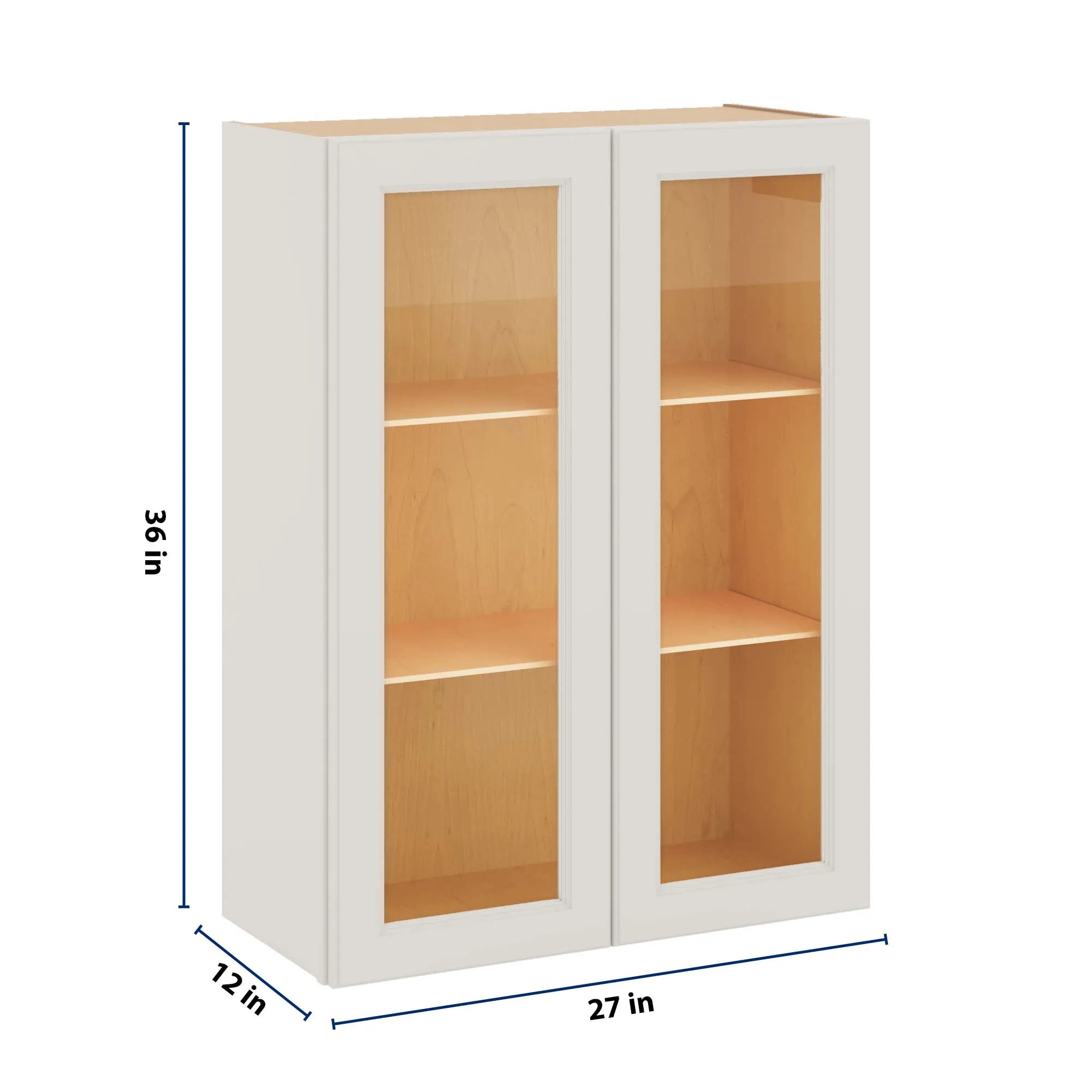 J&K Dove E1 Wall Glass Cabinet - 27" W x 36" H (No Glass Insert)