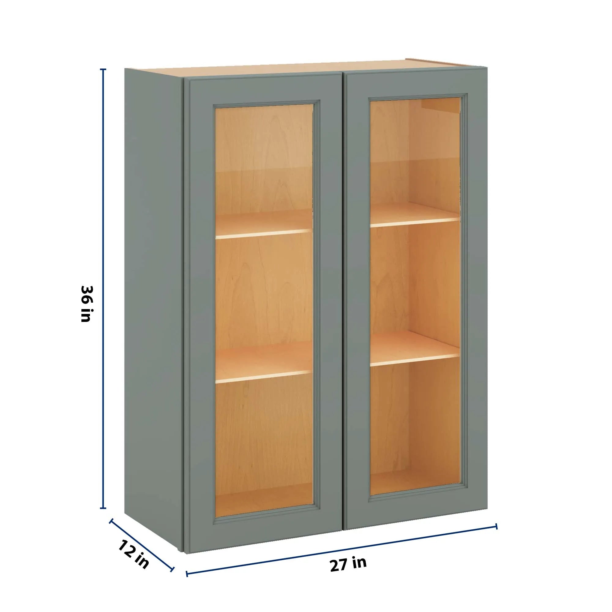 J&K Sage E3 Wall Glass Cabinet - 27" W x 36" H (No Glass Insert)