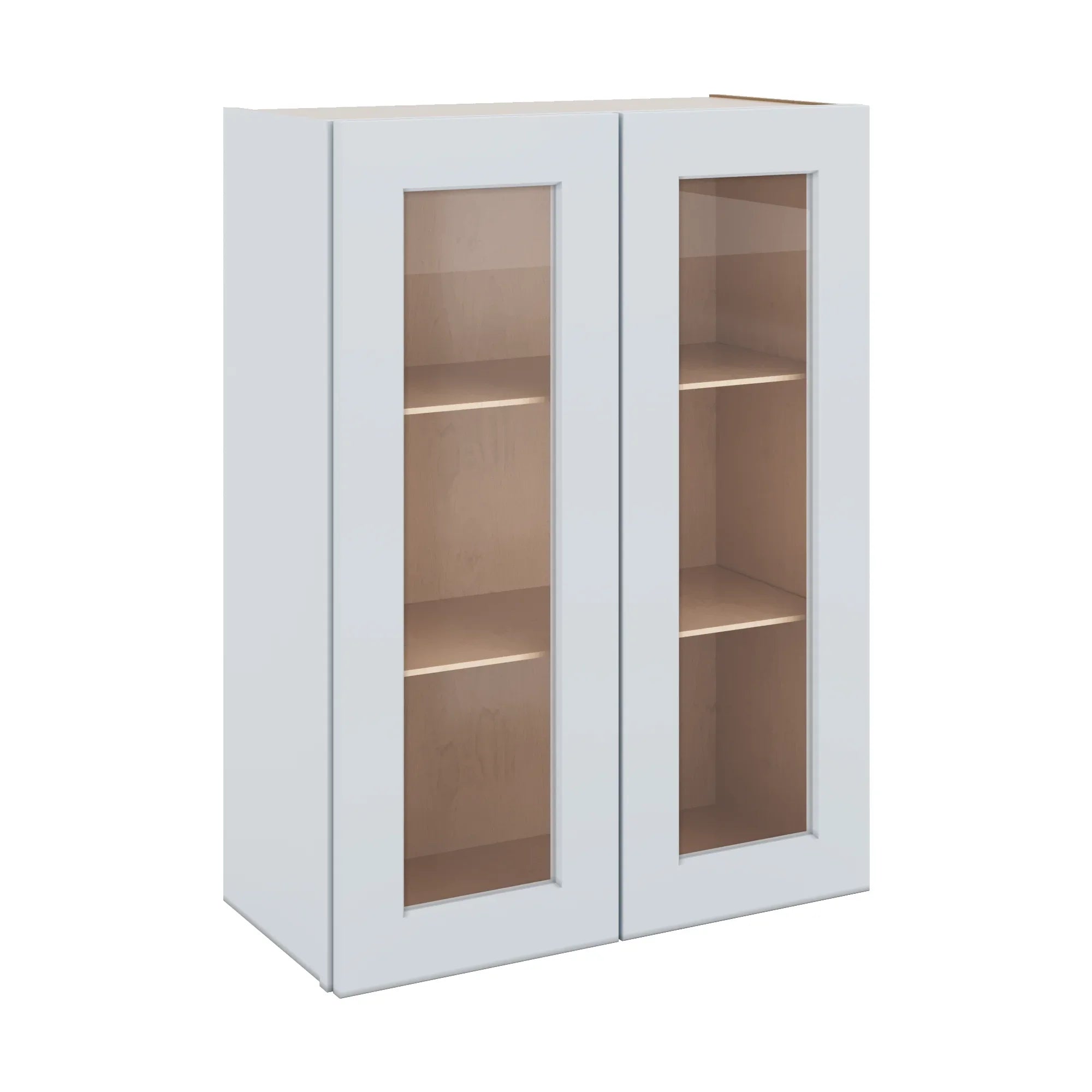 J&K White Shaker S8 Wall Glass Cabinet - 27" W x 36" H (No Glass Insert)