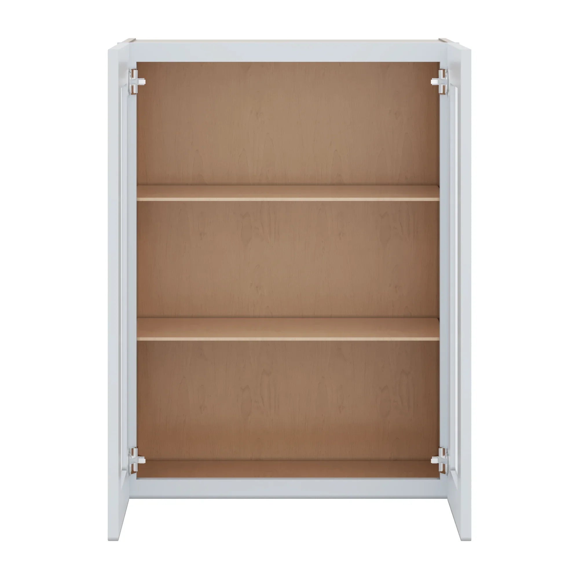 J&K White Shaker S8 Wall Glass Cabinet 27" W x 36" H (No Glass Insert)