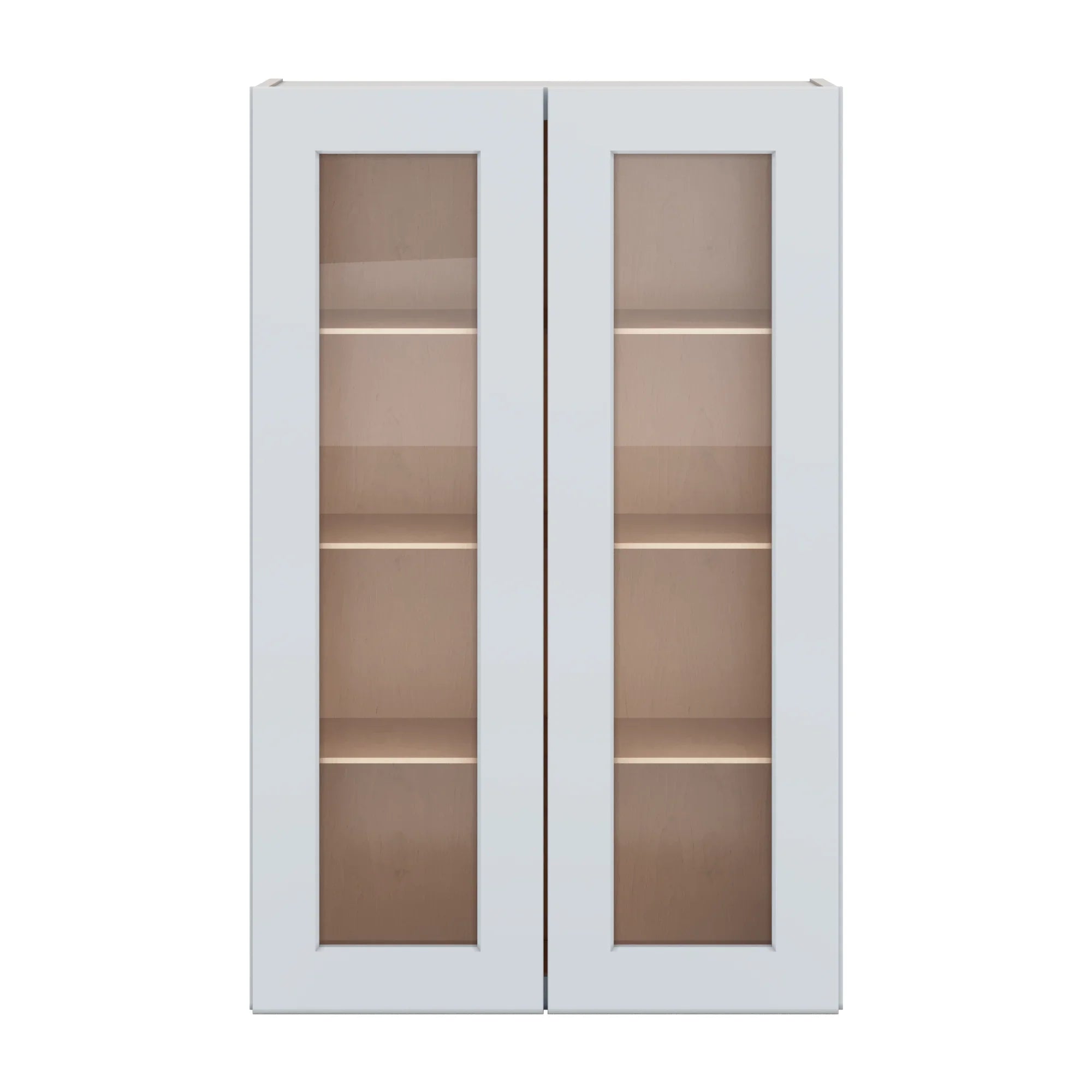 J&K White Shaker S8 Wall Glass Cabinet 27" W x 42" H (No Glass Insert)